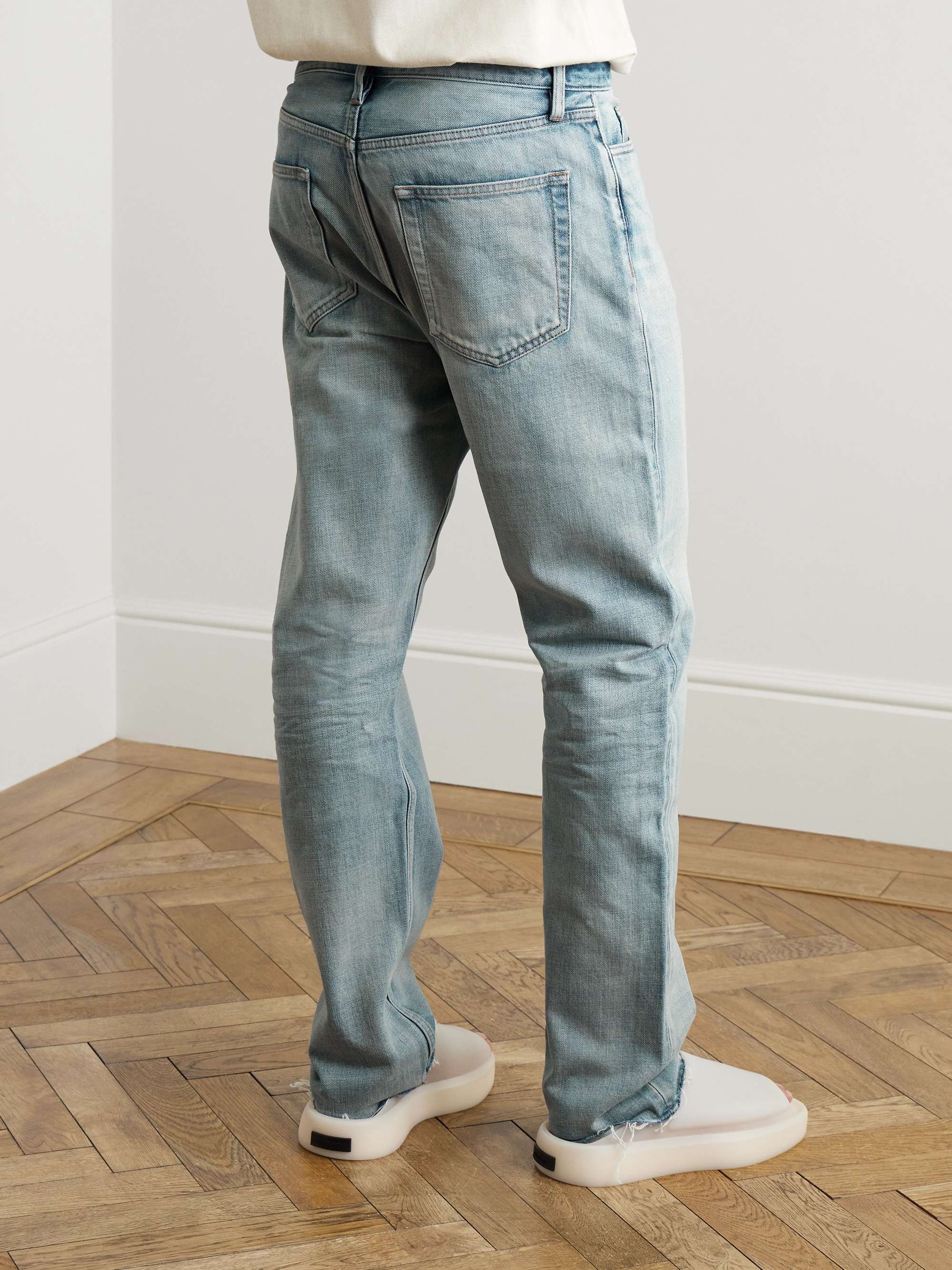 Straight-Leg Logo-Appliquéd Frayed Jeans view