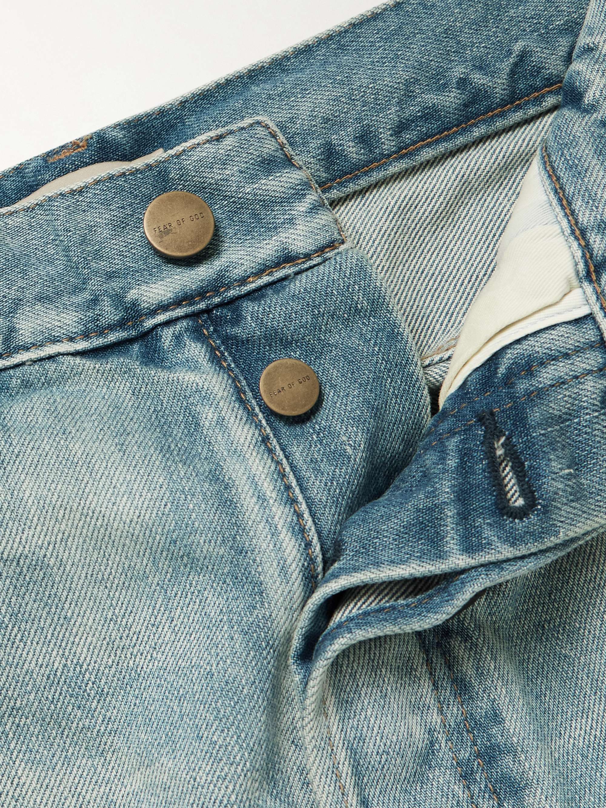 Straight-Leg Logo-Appliquéd Frayed Jeans view