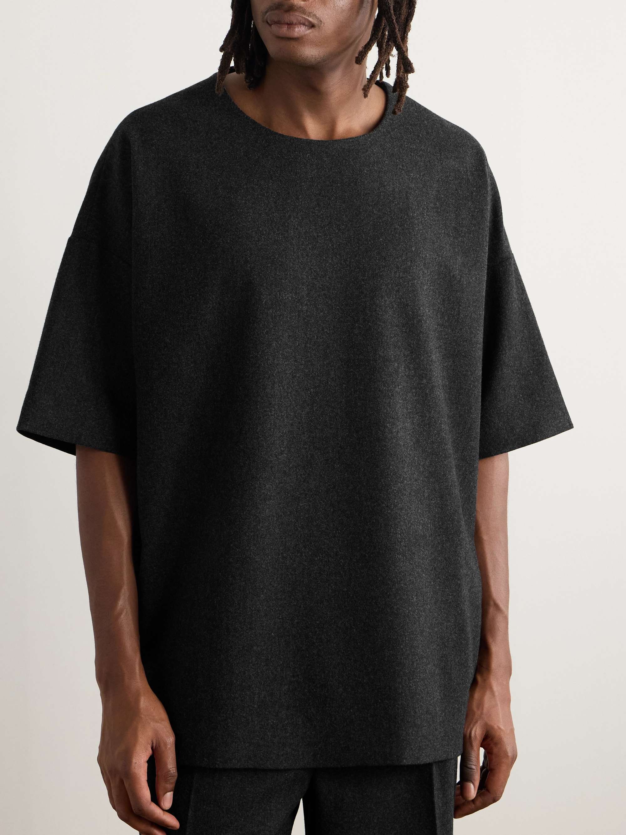 Logo-Appliquéd Wool-Blend Flannel T-Shirt view
