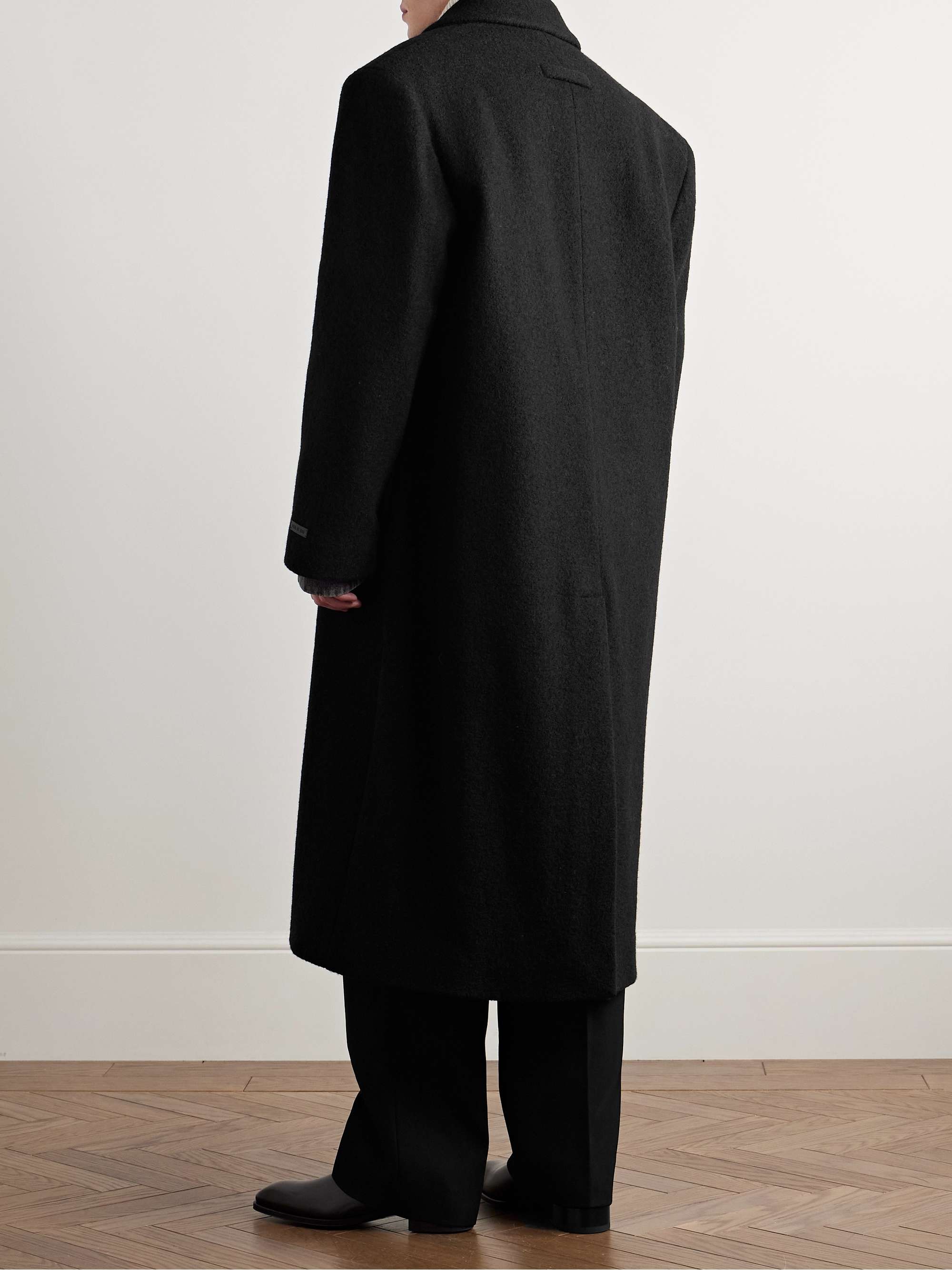 Oversized Double-Breasted Belted Boiled Virgin Wool Coat view
