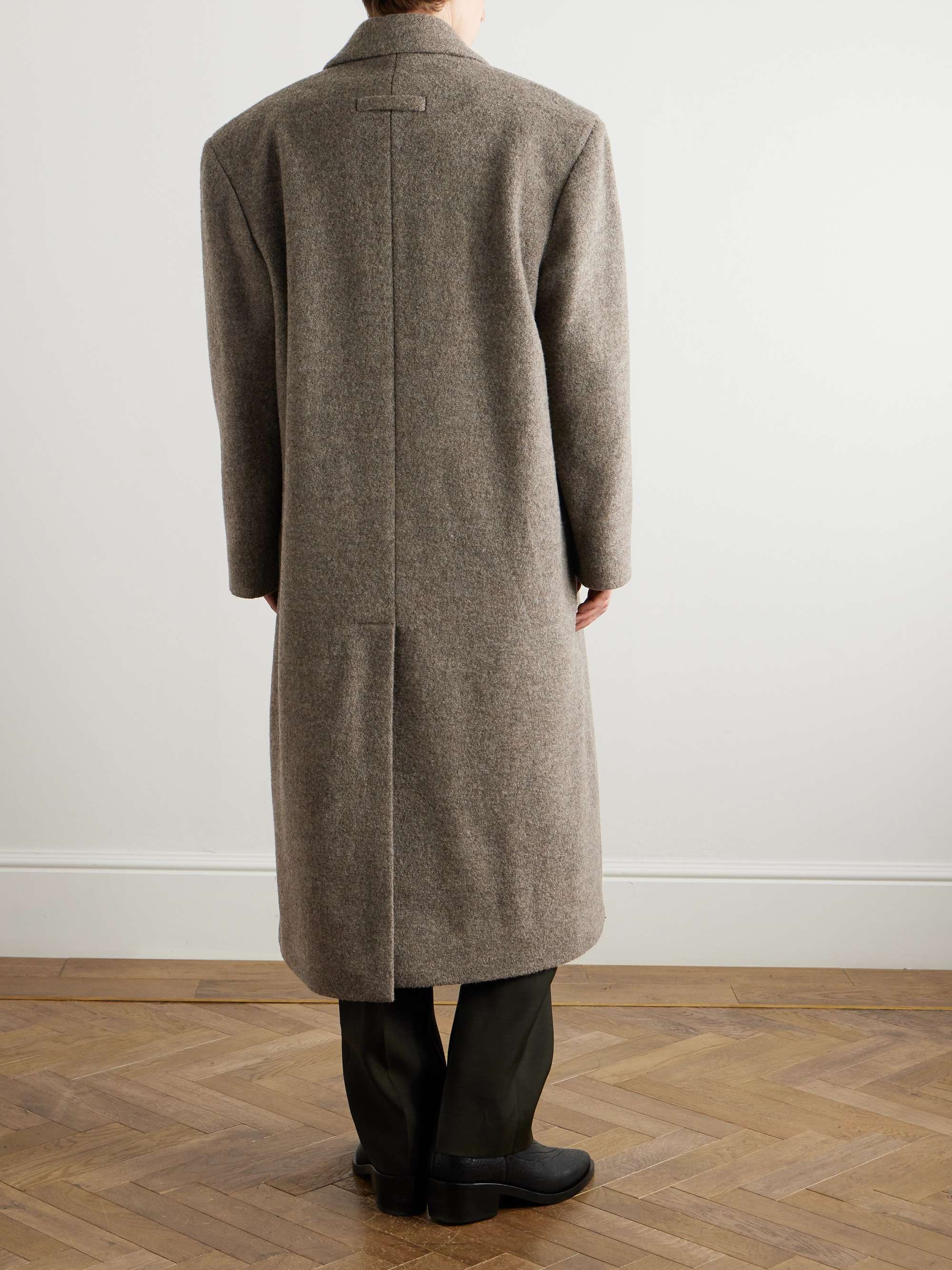 Oversized Double-Breasted Boiled Virgin Wool Coat view