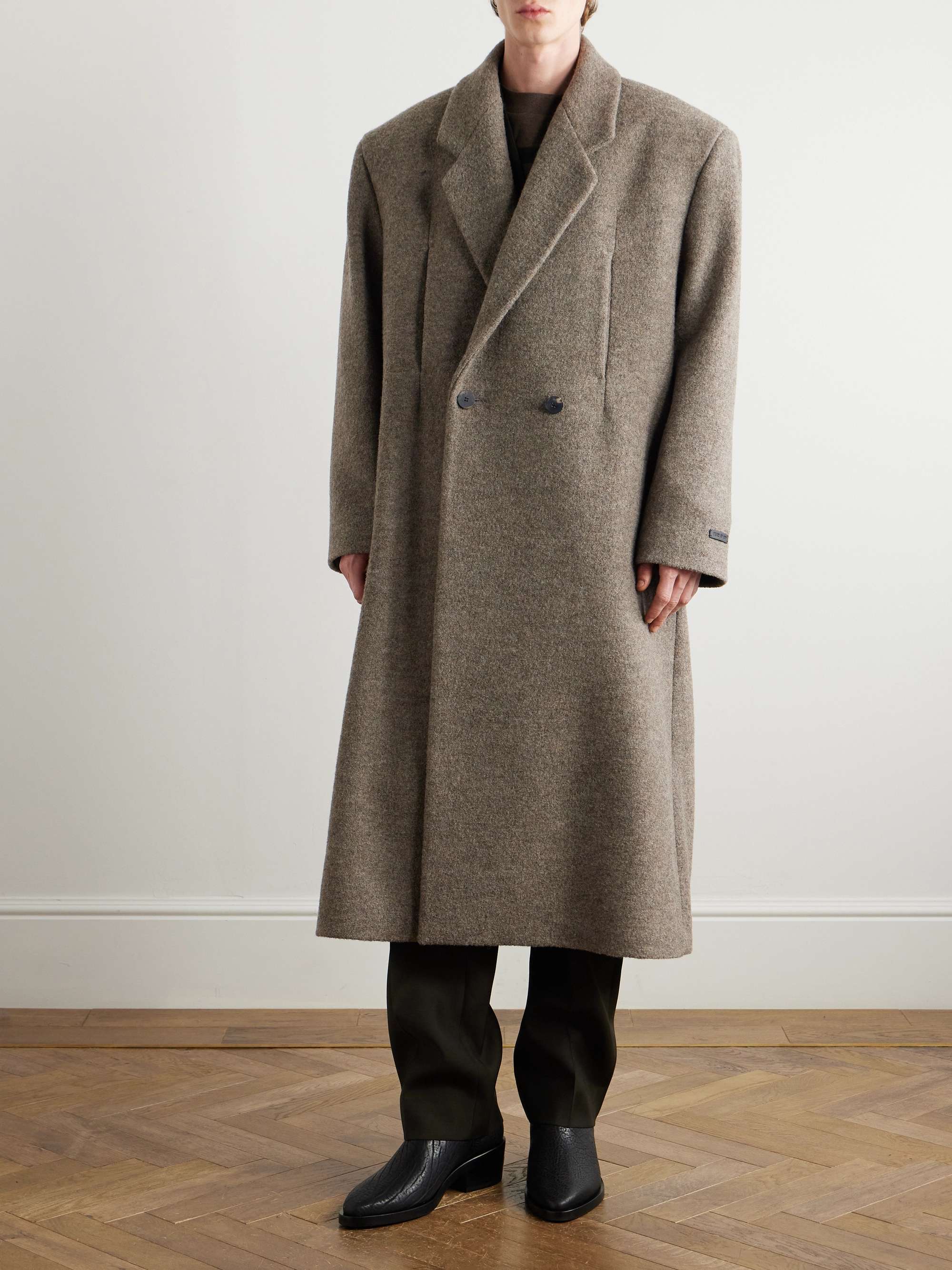 Oversized Double-Breasted Boiled Virgin Wool Coat view