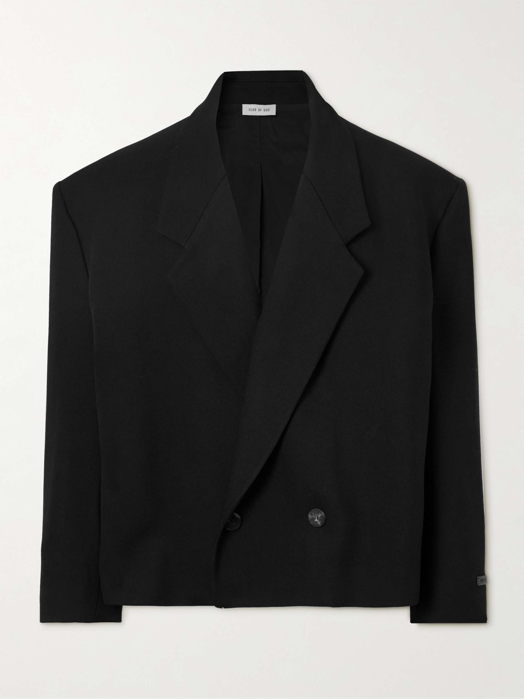 Double-Breasted Cropped Wool-Gabardine Blazer view