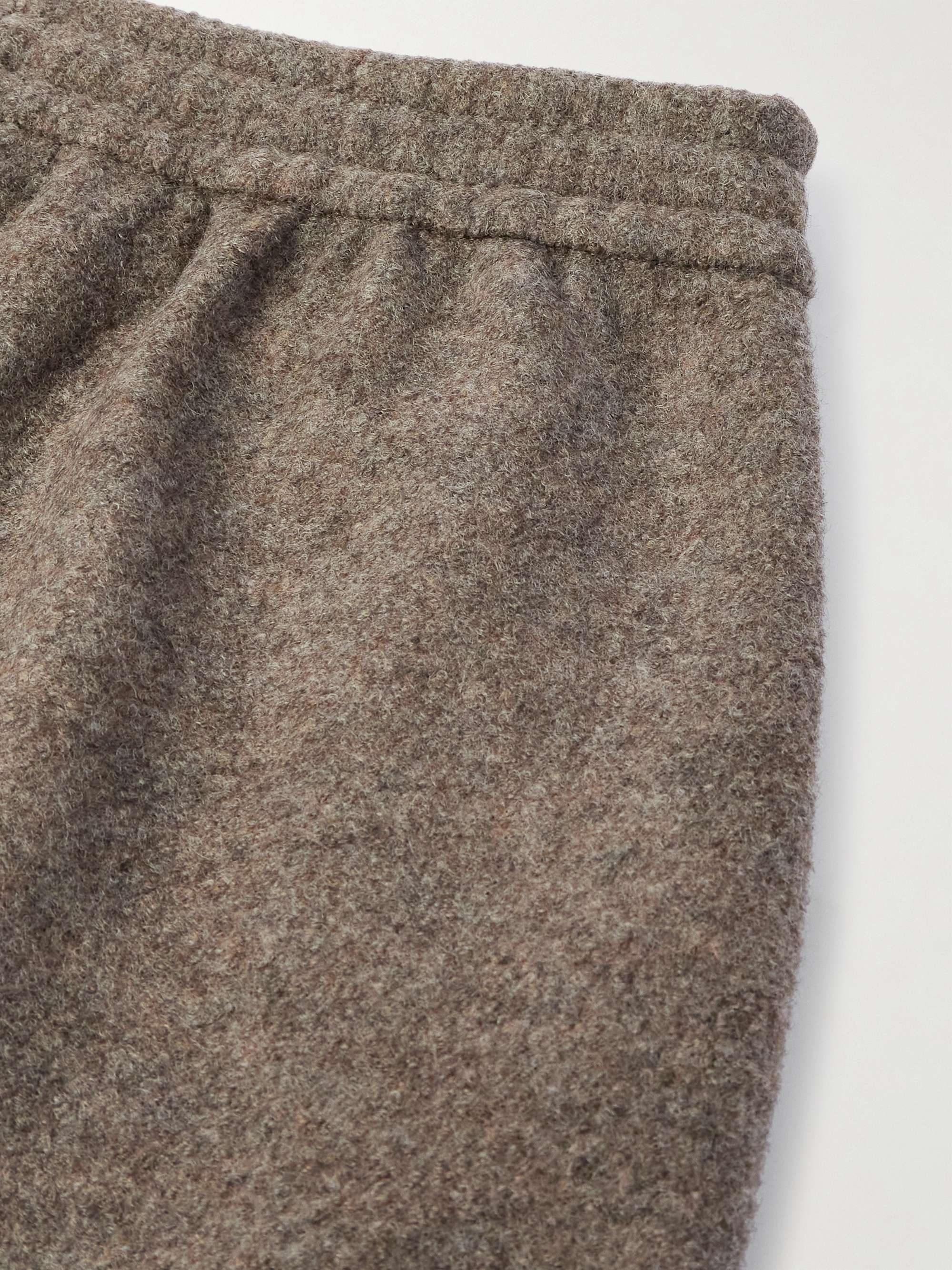 Logo-Appliquéd Boiled Wool-Flannel Drawstring Shorts view