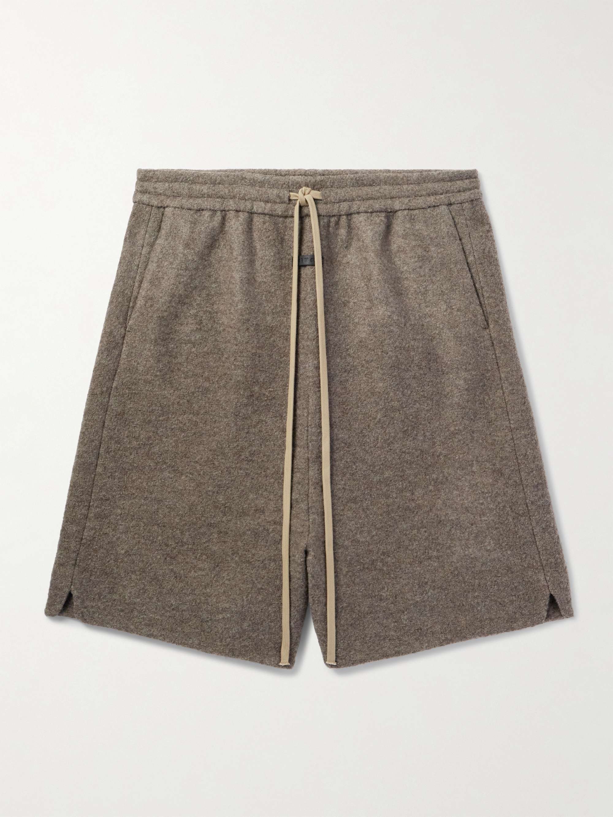 Logo-Appliquéd Boiled Wool-Flannel Drawstring Shorts view