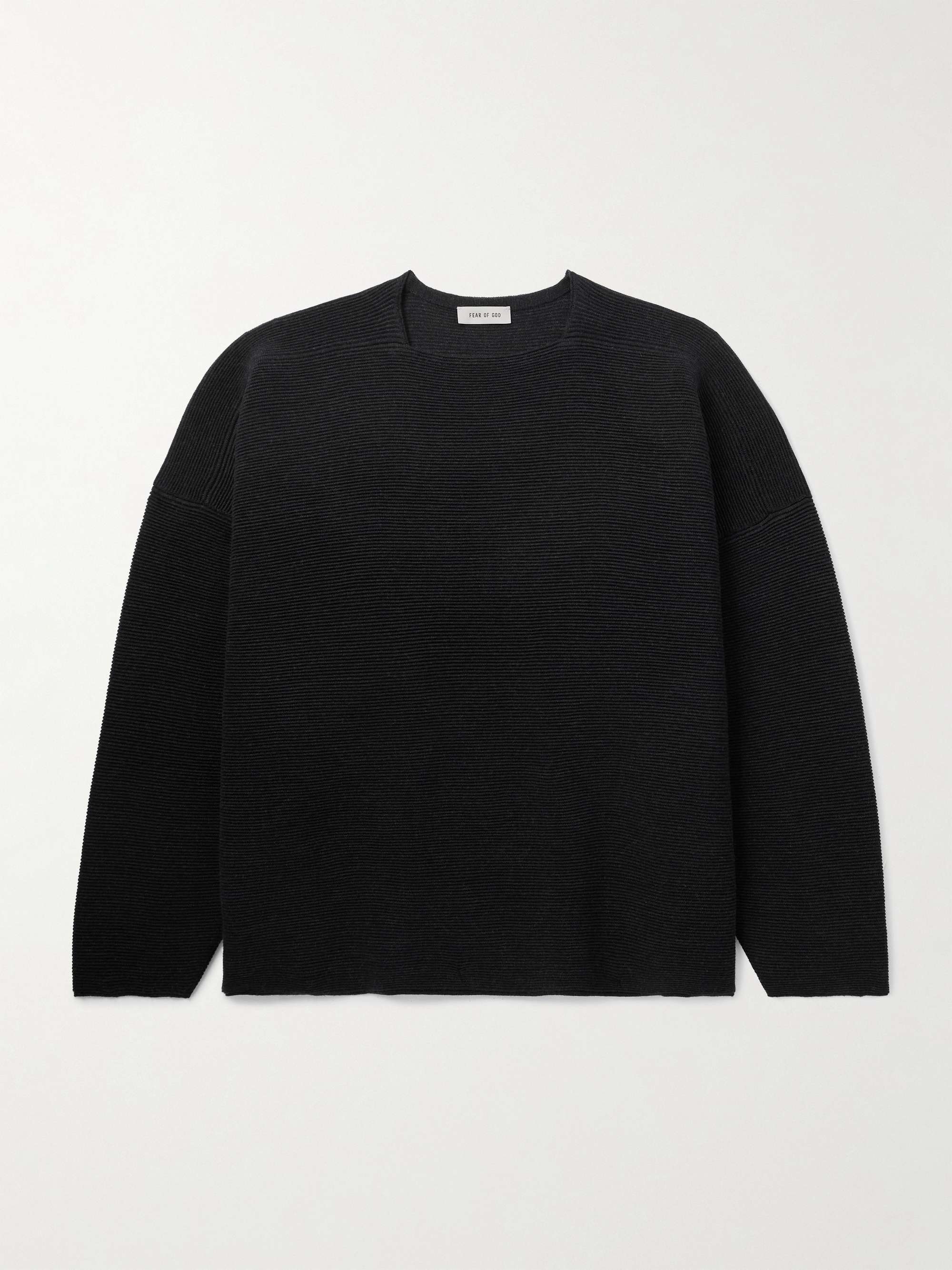 Logo-Appliquéd Ribbed Virgin Wool Sweater view