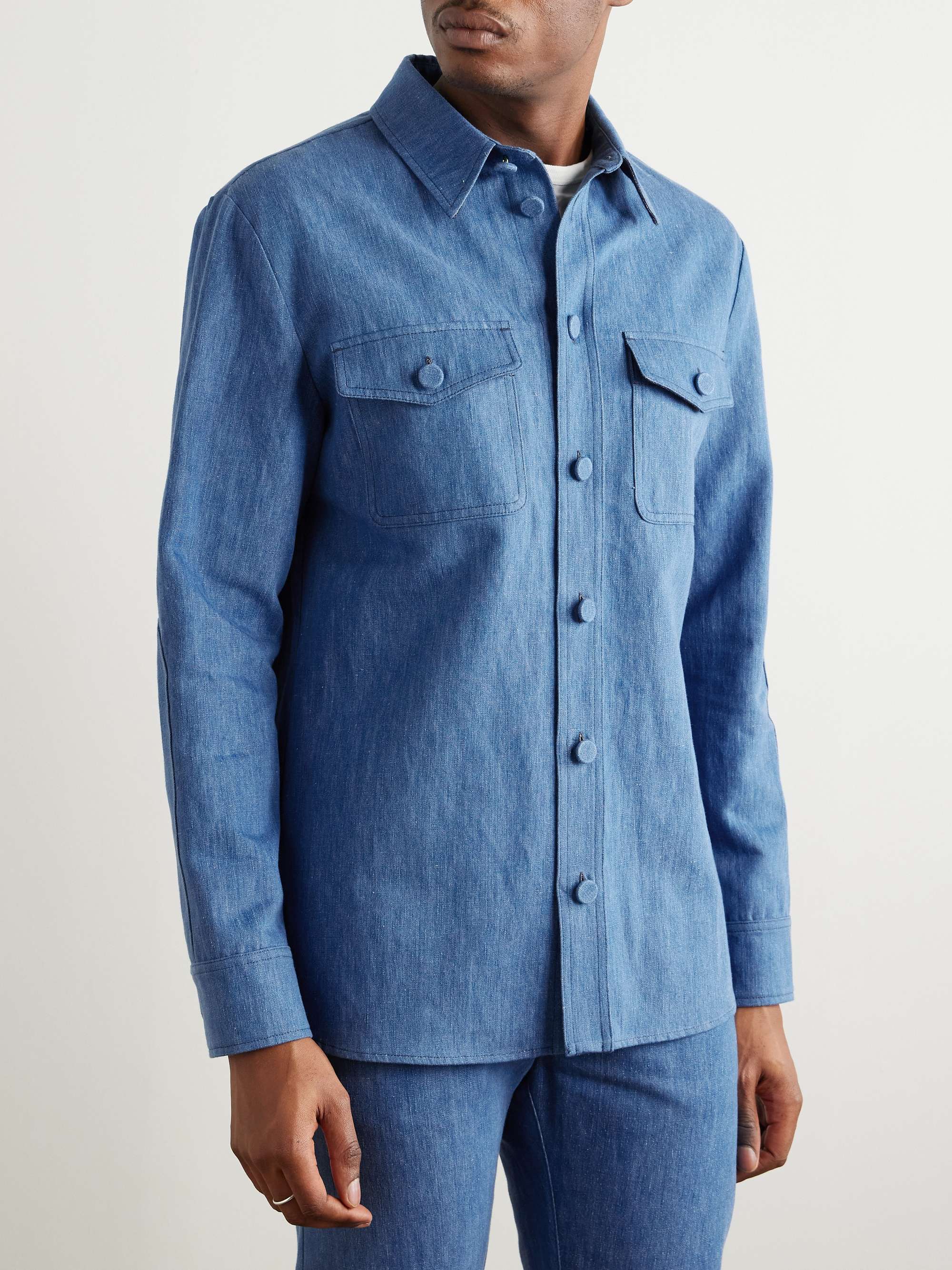 Everly Cotton and Linen-Blend Chambray Overshirt view