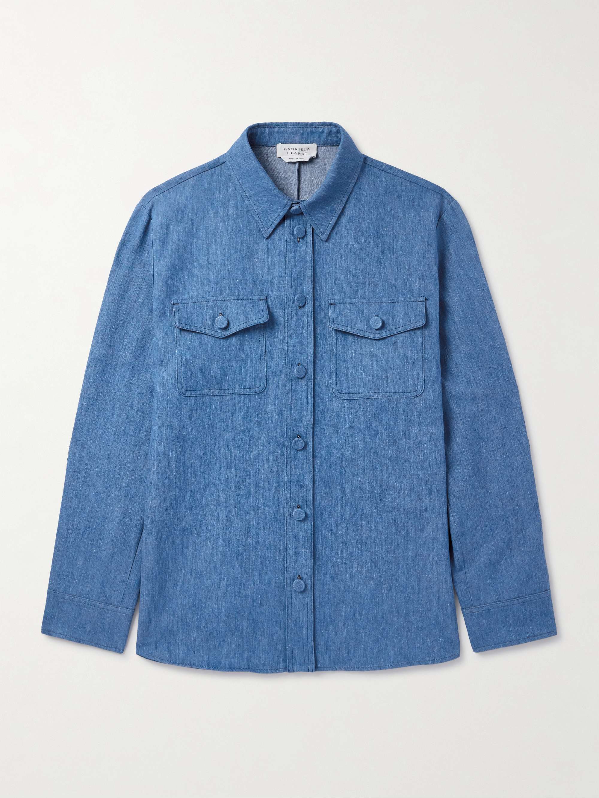 Everly Cotton and Linen-Blend Chambray Overshirt view
