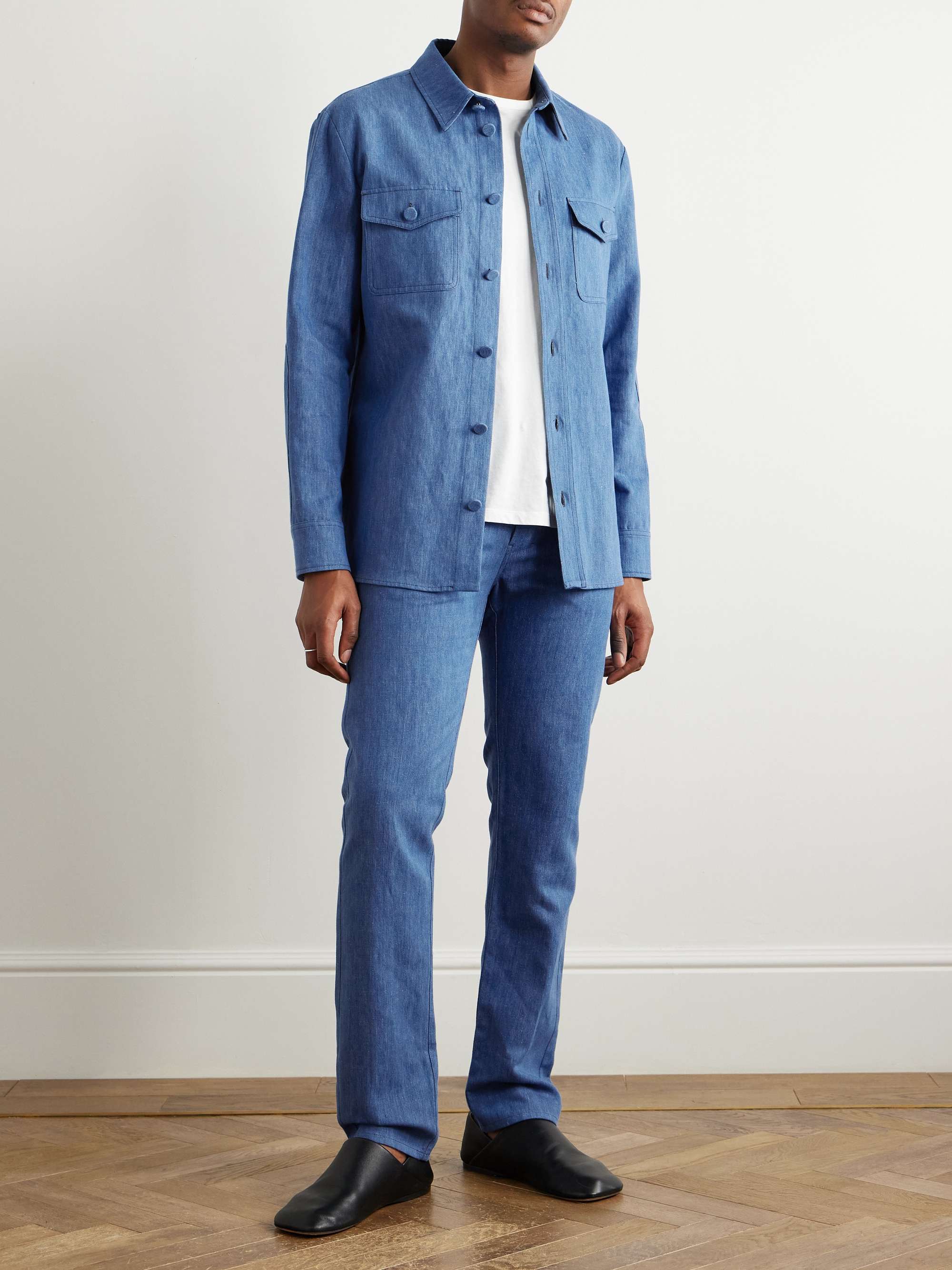 Everly Cotton and Linen-Blend Chambray Overshirt view