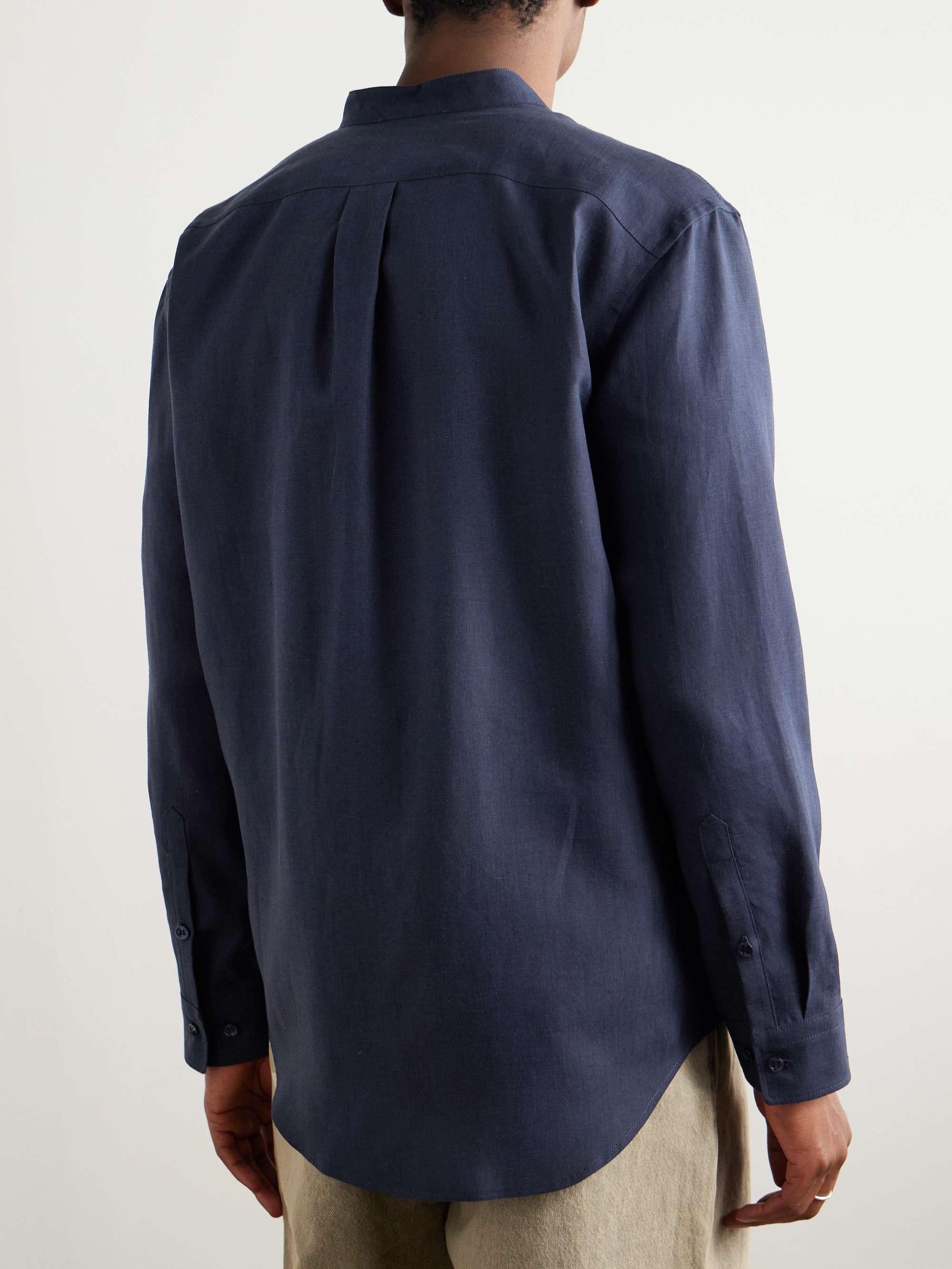 Ollie Grandad-Collar Linen-Voile Shirt view