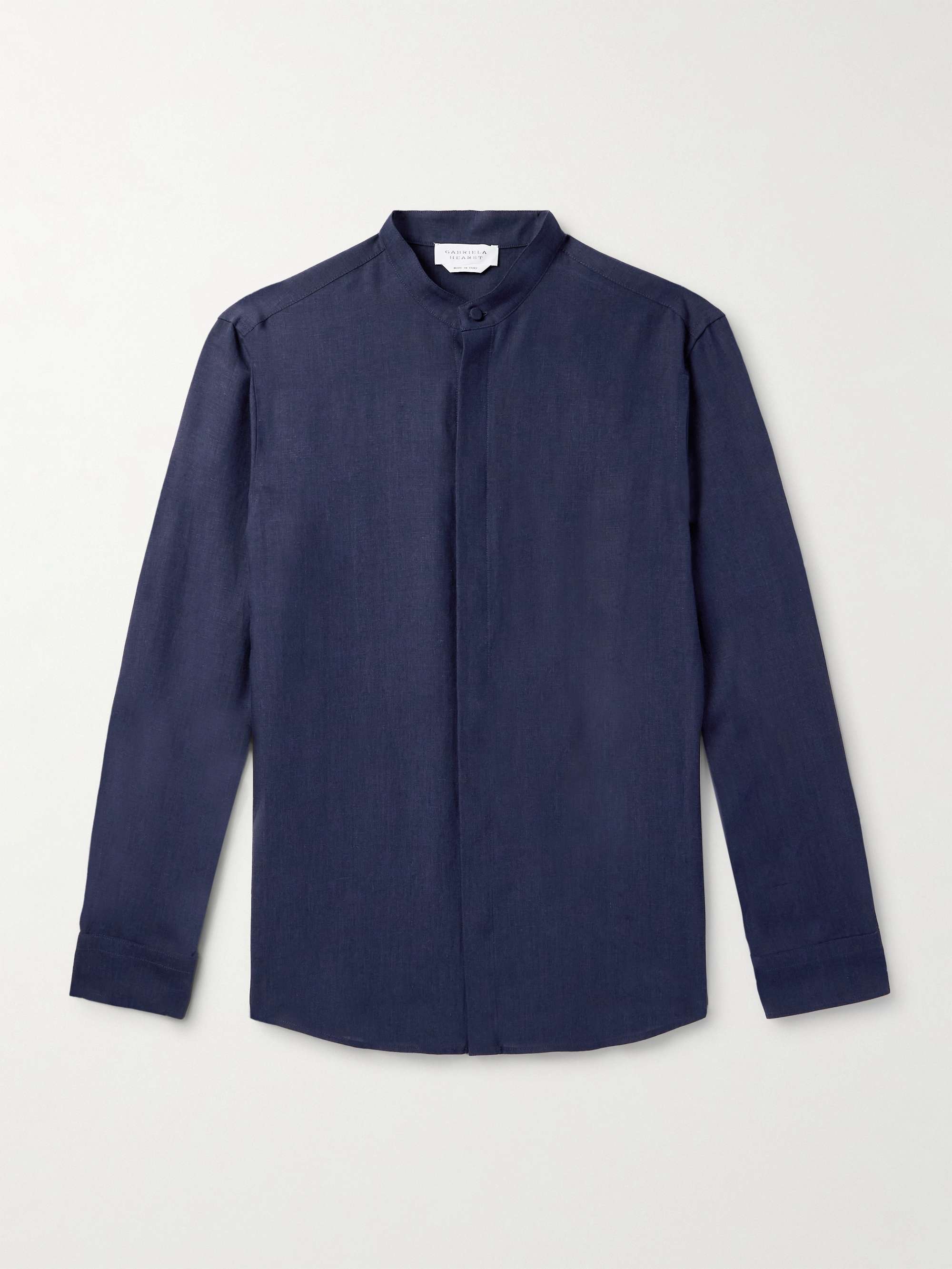 Ollie Grandad-Collar Linen-Voile Shirt view