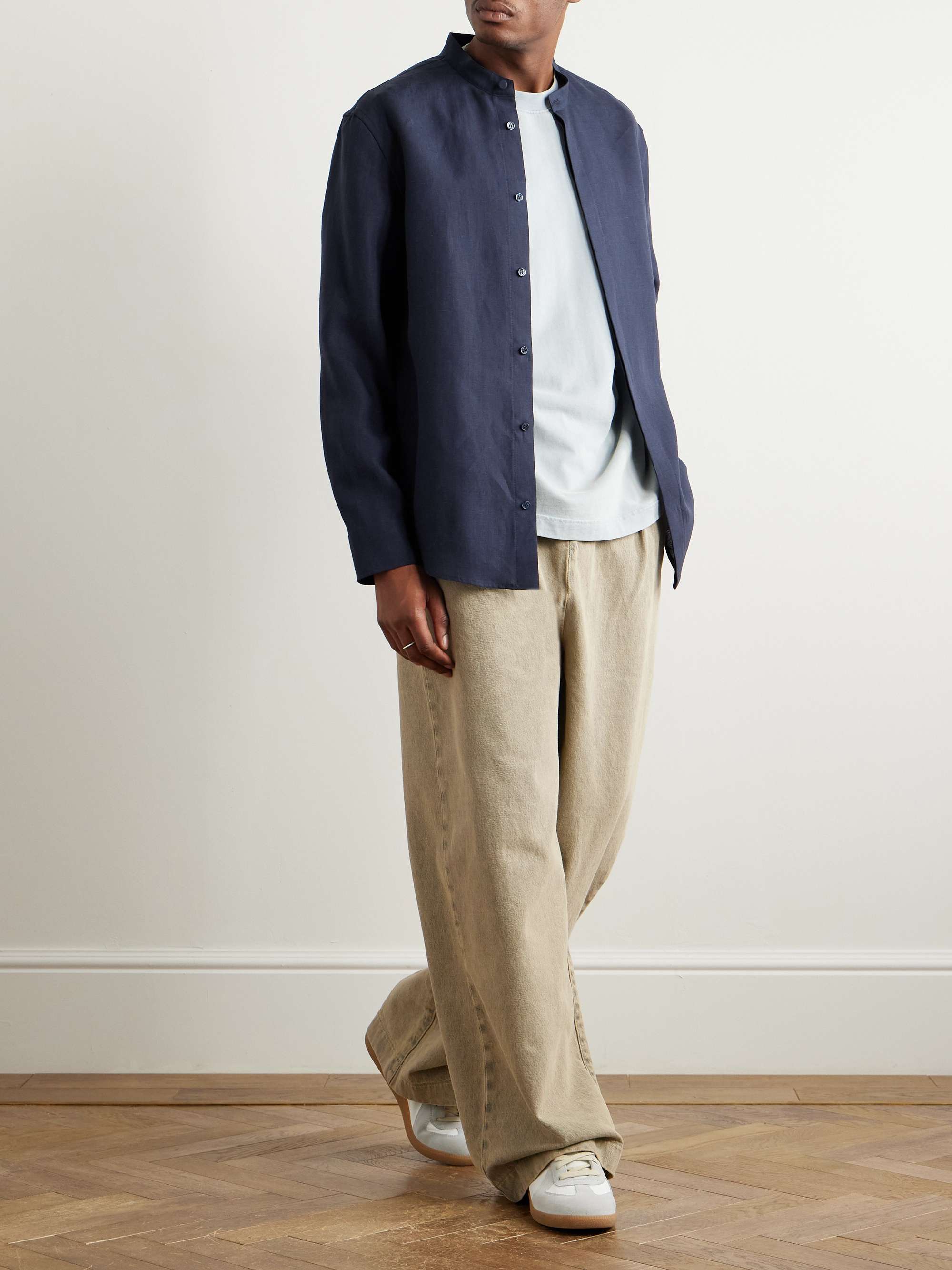 Ollie Grandad-Collar Linen-Voile Shirt view