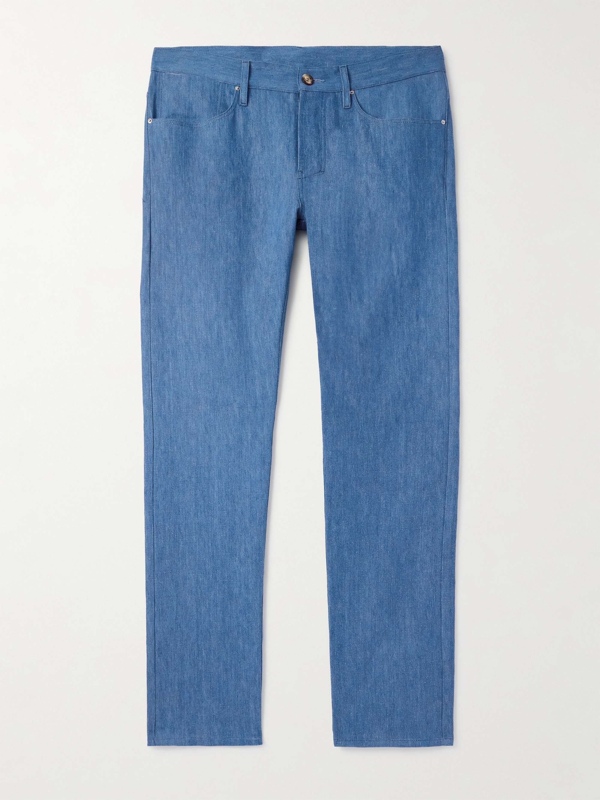 Slim-Fit Cotton and Linen-Blend Trousers view