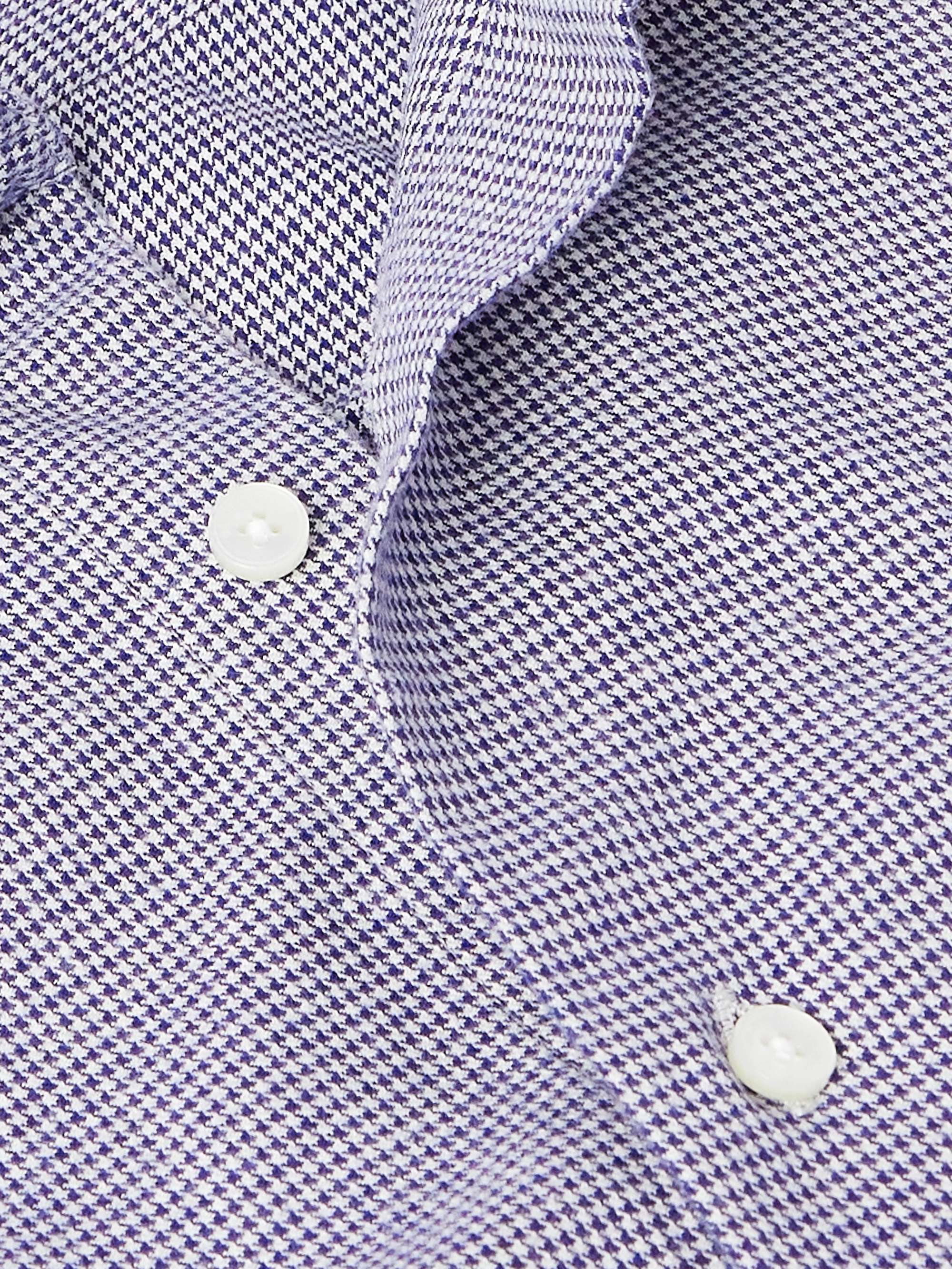 Glanshirt Cutaway-Collar Houndstooth Cotton-Flannel Shirt view