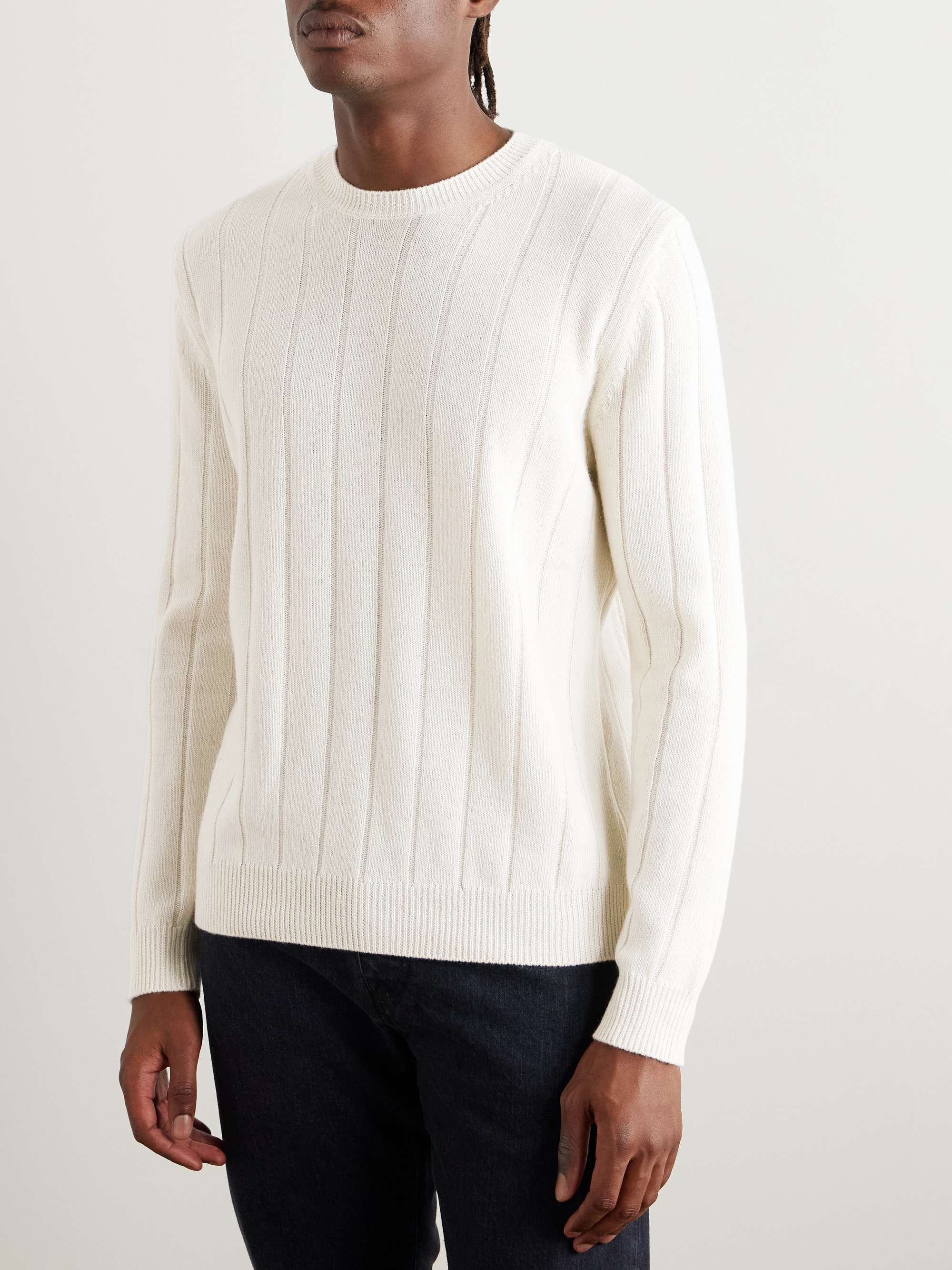 Zanone Ribbed Wool and Cashmere-Blend Sweater view