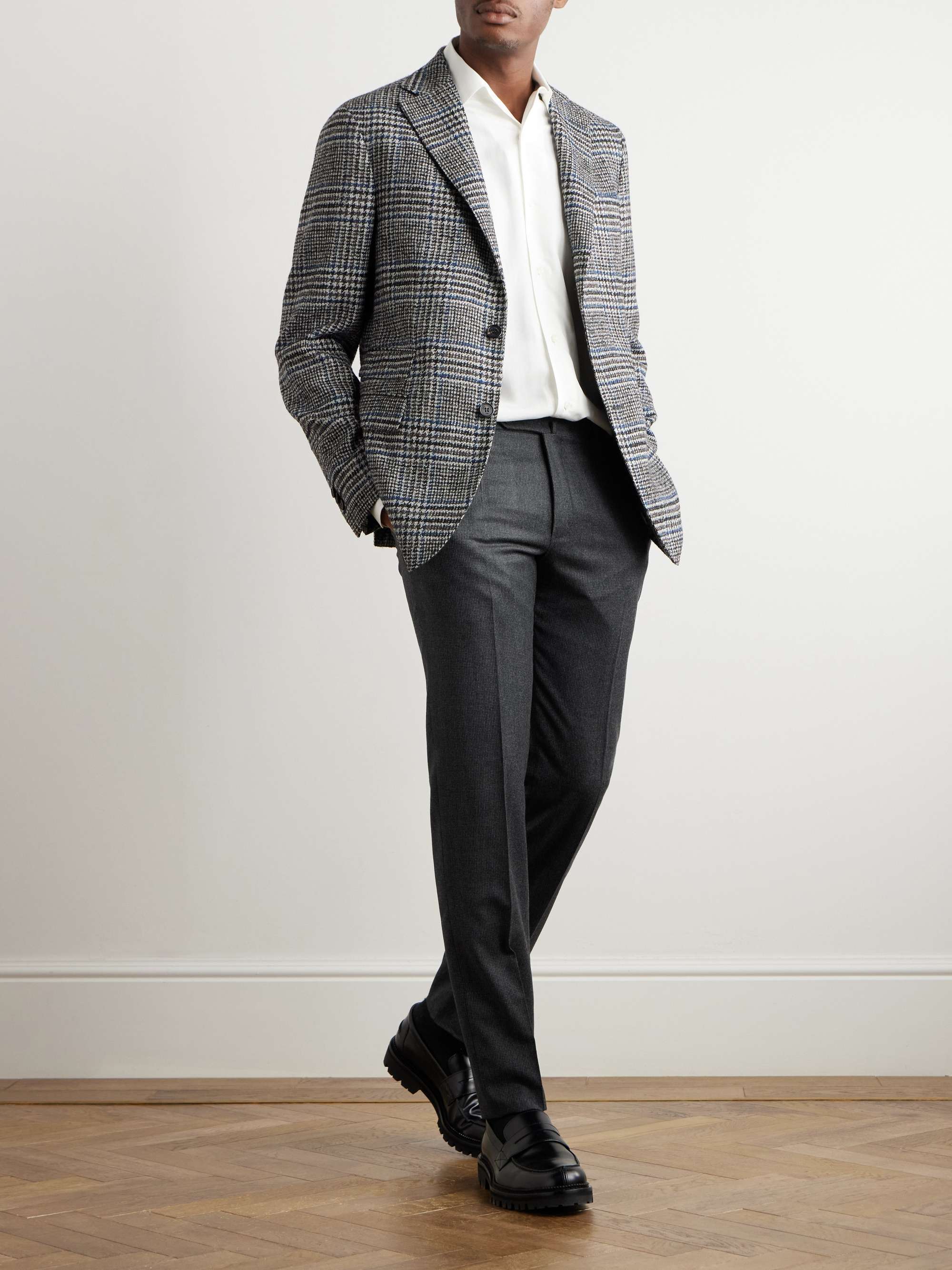 Venezia 1951 Slim-Fit Pleated Checked Wool Trousers view