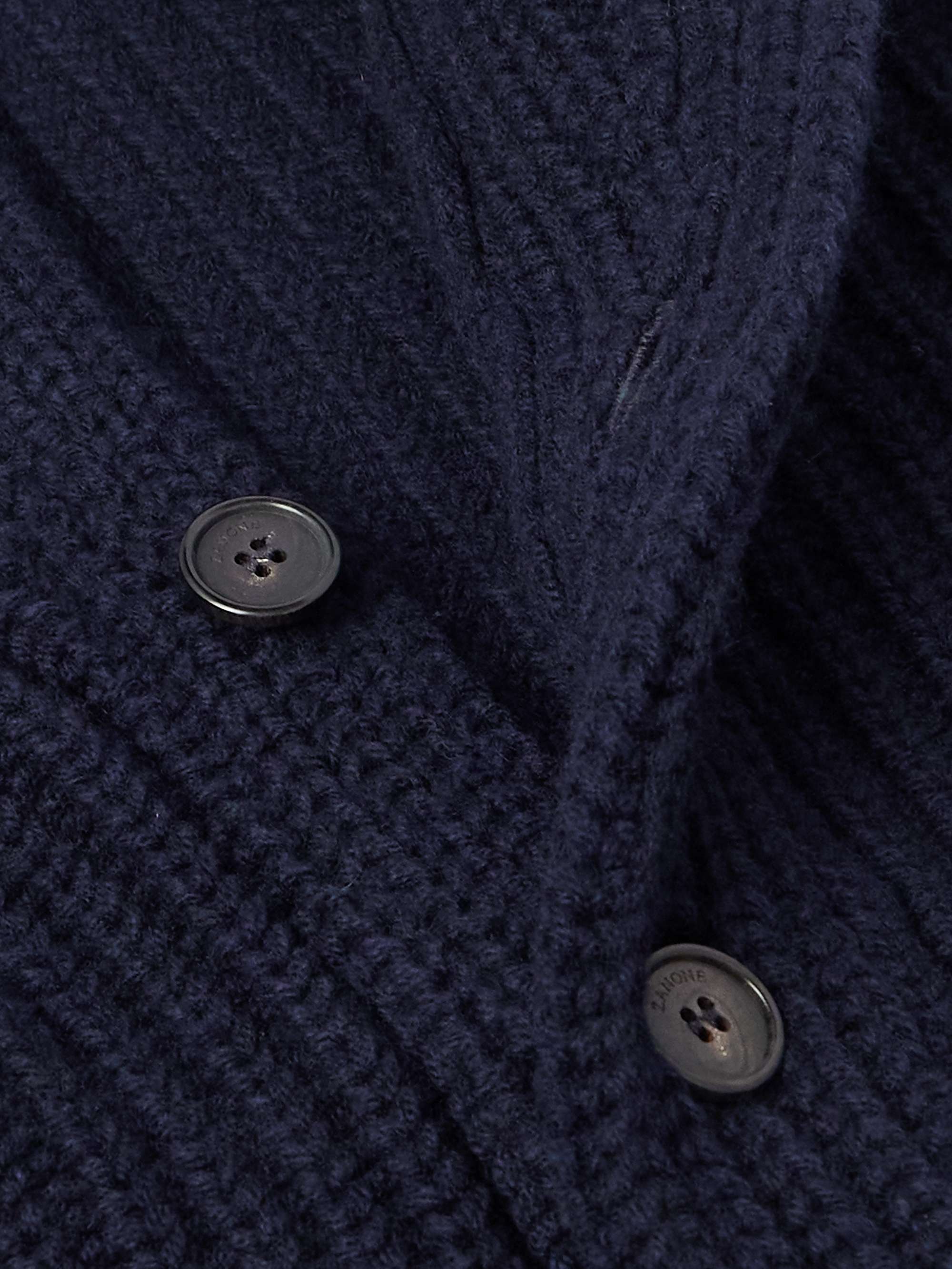 Zanone Shawl-Collar Ribbed Wool Cardigan view