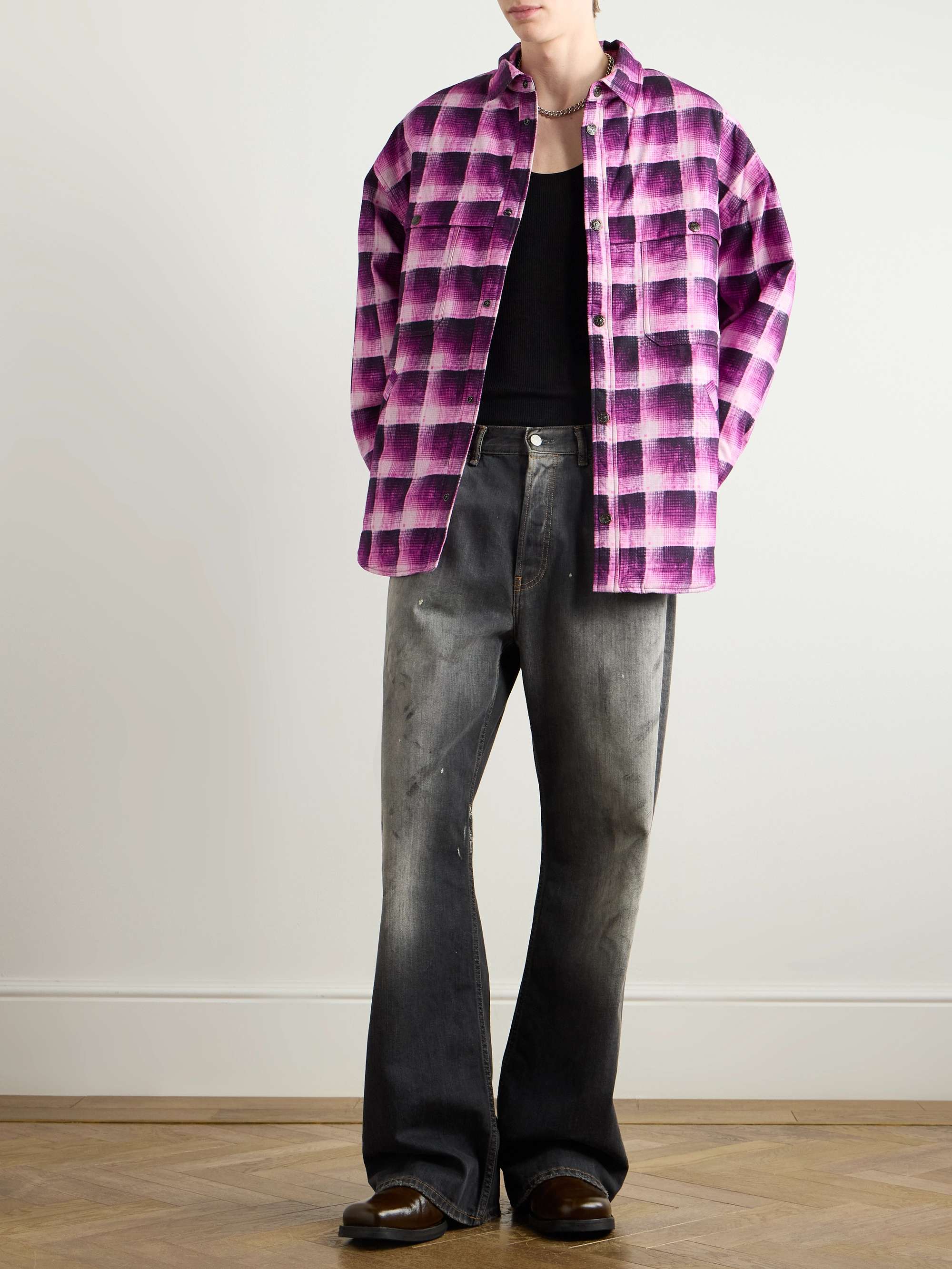 Osadia Oversized Checked Organic Cotton-Flannel Shirt view
