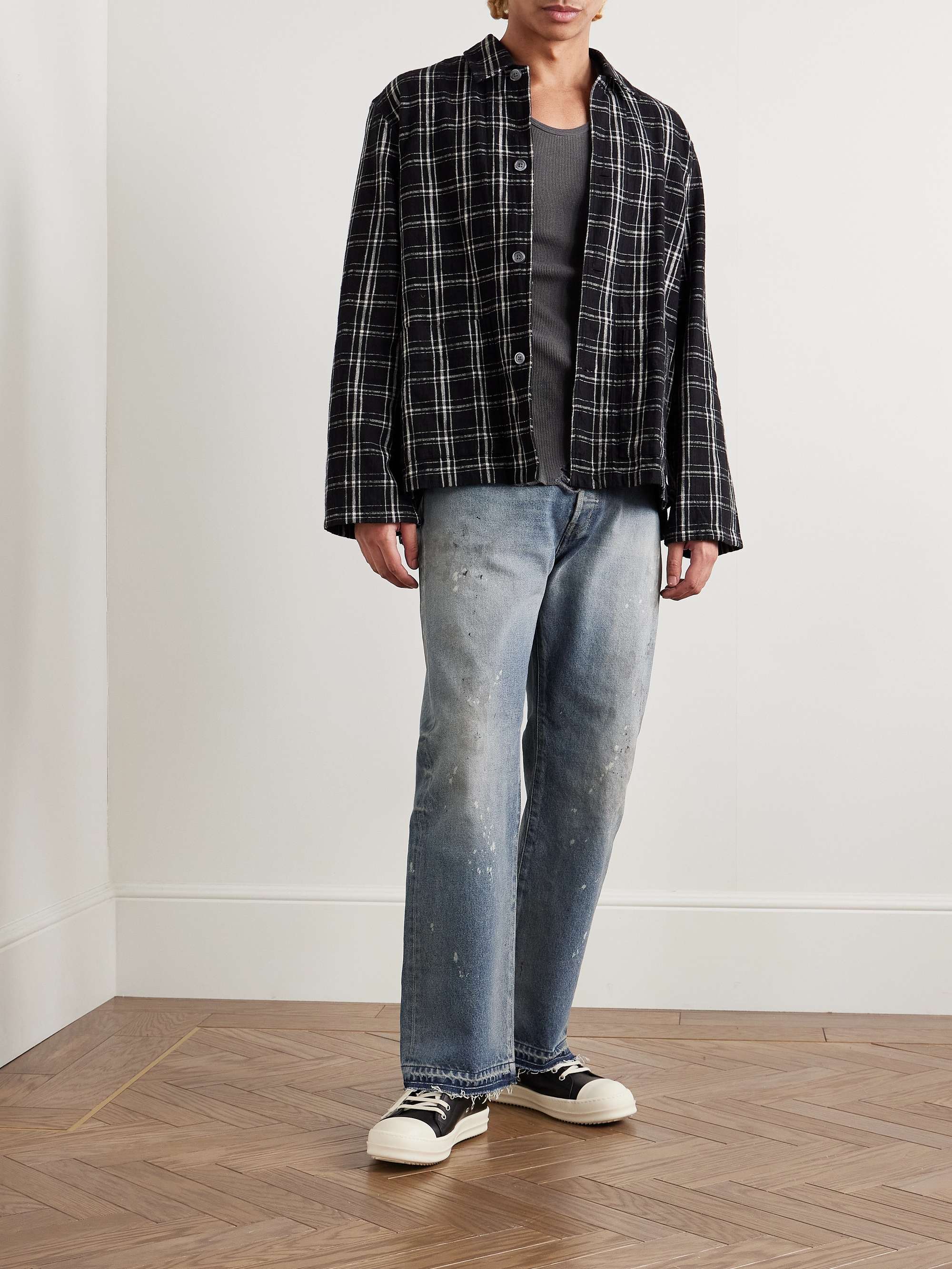 Wyatt Straight-Leg Distressed Paint-Splattered Jeans view