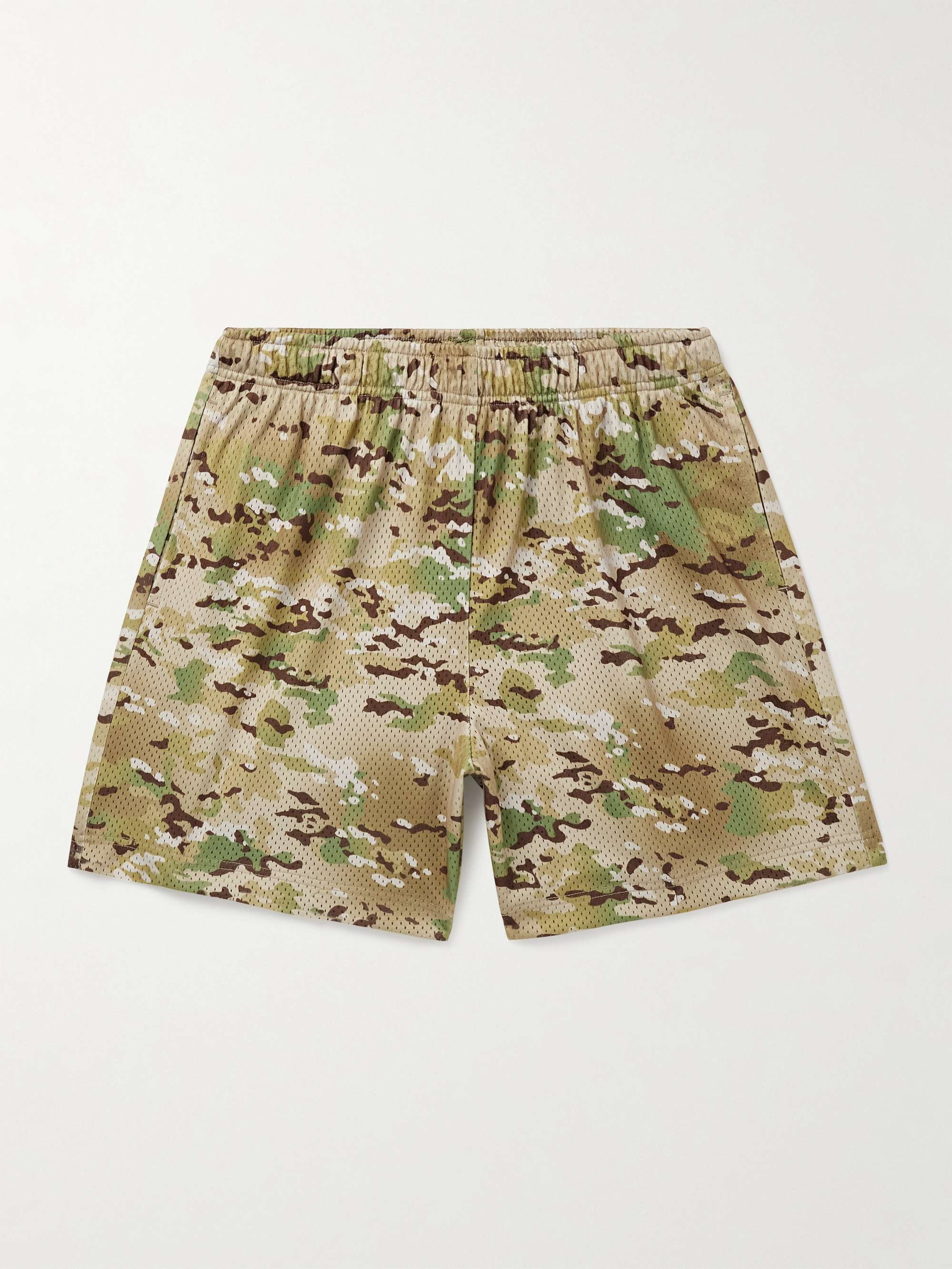 Practice Wide-Leg Camouflage-Print Mesh Drawstring Shorts view