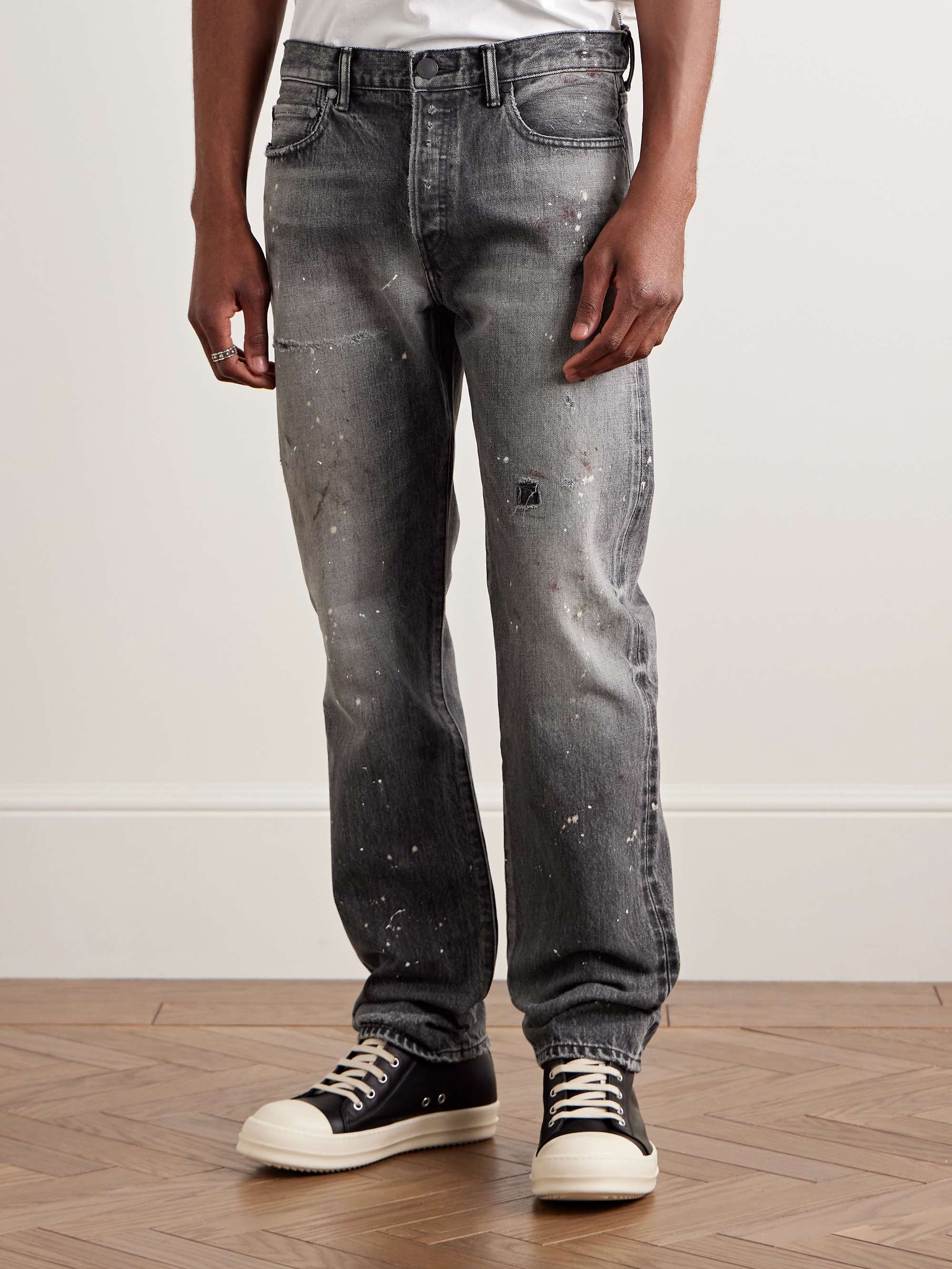 The Daze Straight-Leg Distressed Selvedge Jeans view