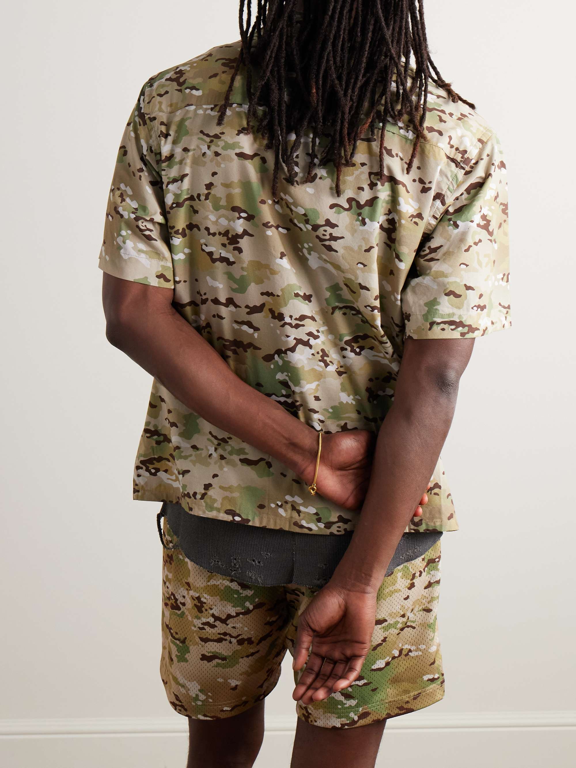 Convertible-Collar Camouflage-Print Cotton-Blend Shirt view