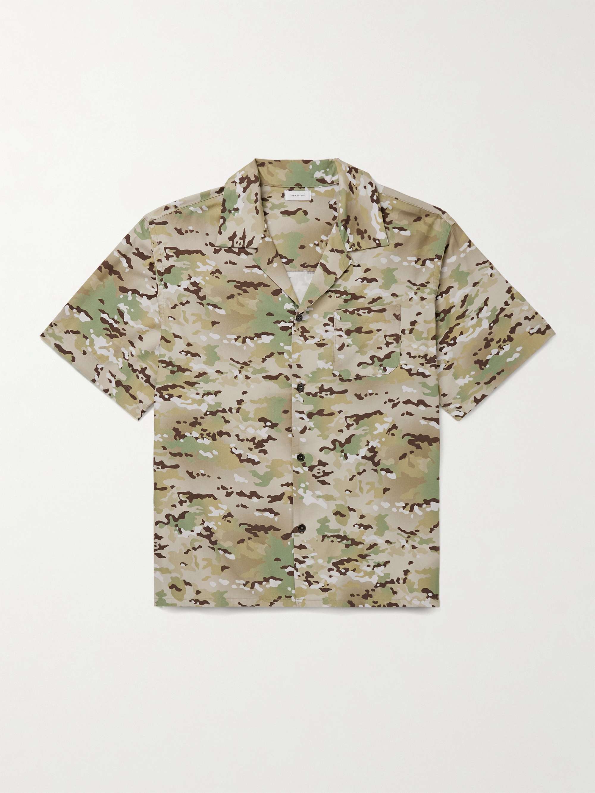 Convertible-Collar Camouflage-Print Cotton-Blend Shirt view