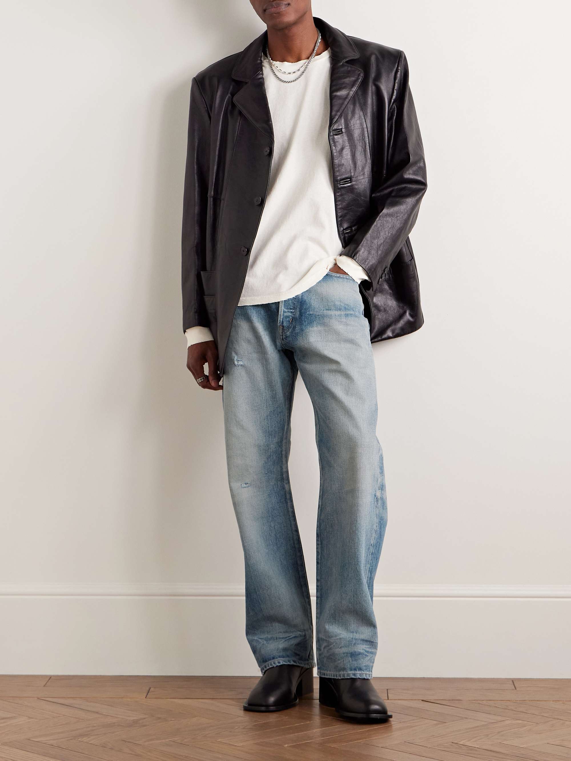 Wyatt Straight-Leg Distressed Jeans view