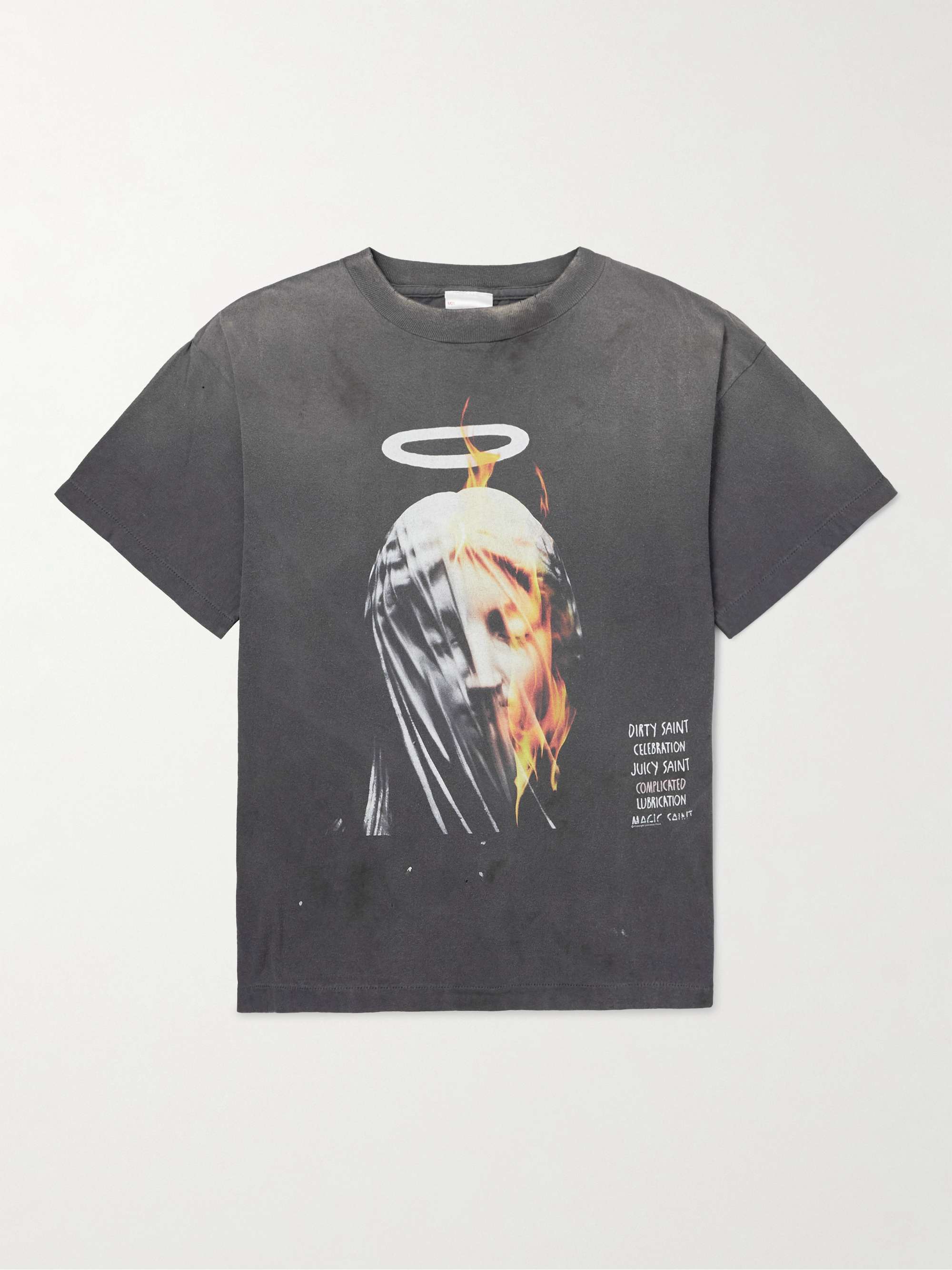 Angel Tee Distressed Printed Cotton-Jersey T-Shirt view