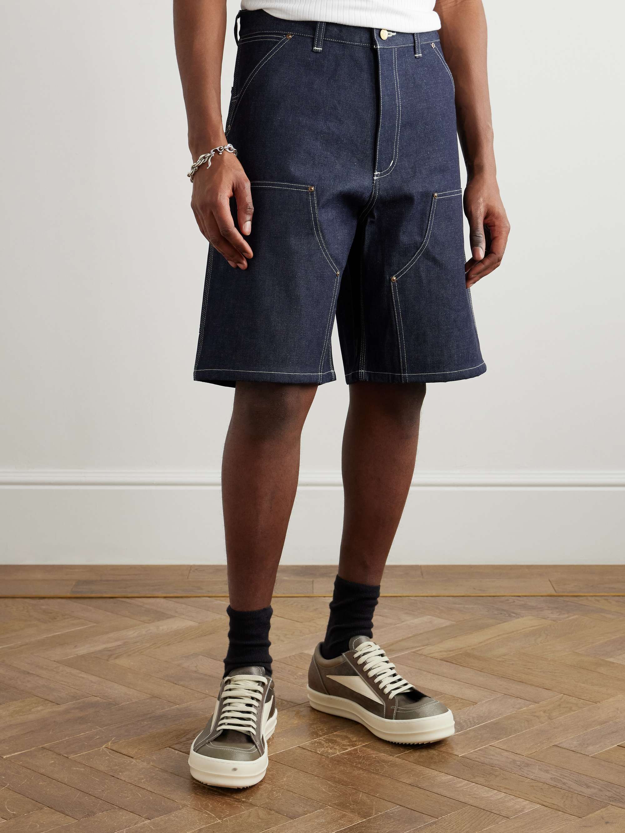 Straight-Leg Logo-Appliquéd Denim Shorts view