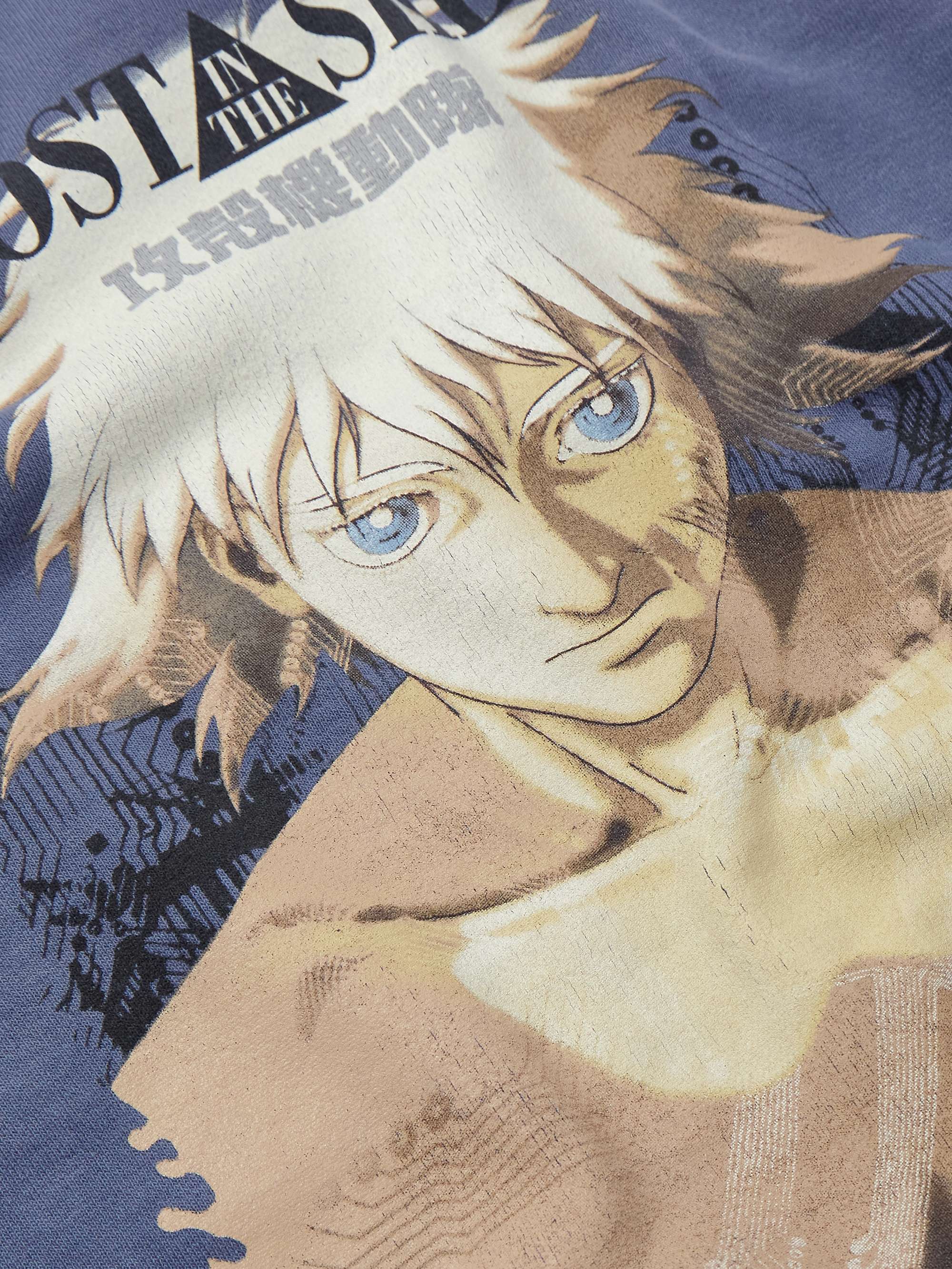 + Ghost in the Shell Distressed Printed Cotton-Jersey Sweatshirt view