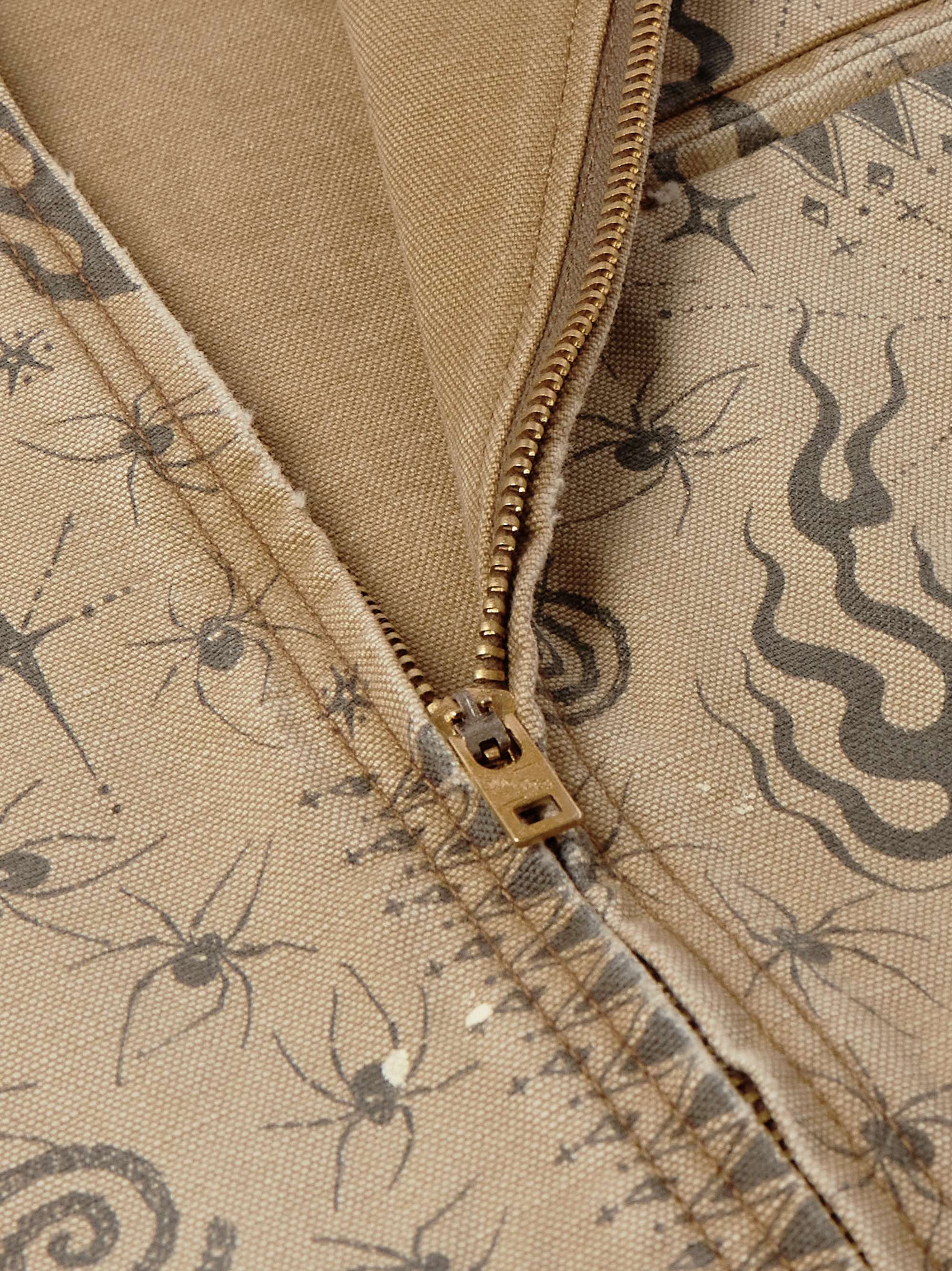 + Dr. Woo Corduroy-Trimmed Distressed Printed Cotton-Canvas Jacket view
