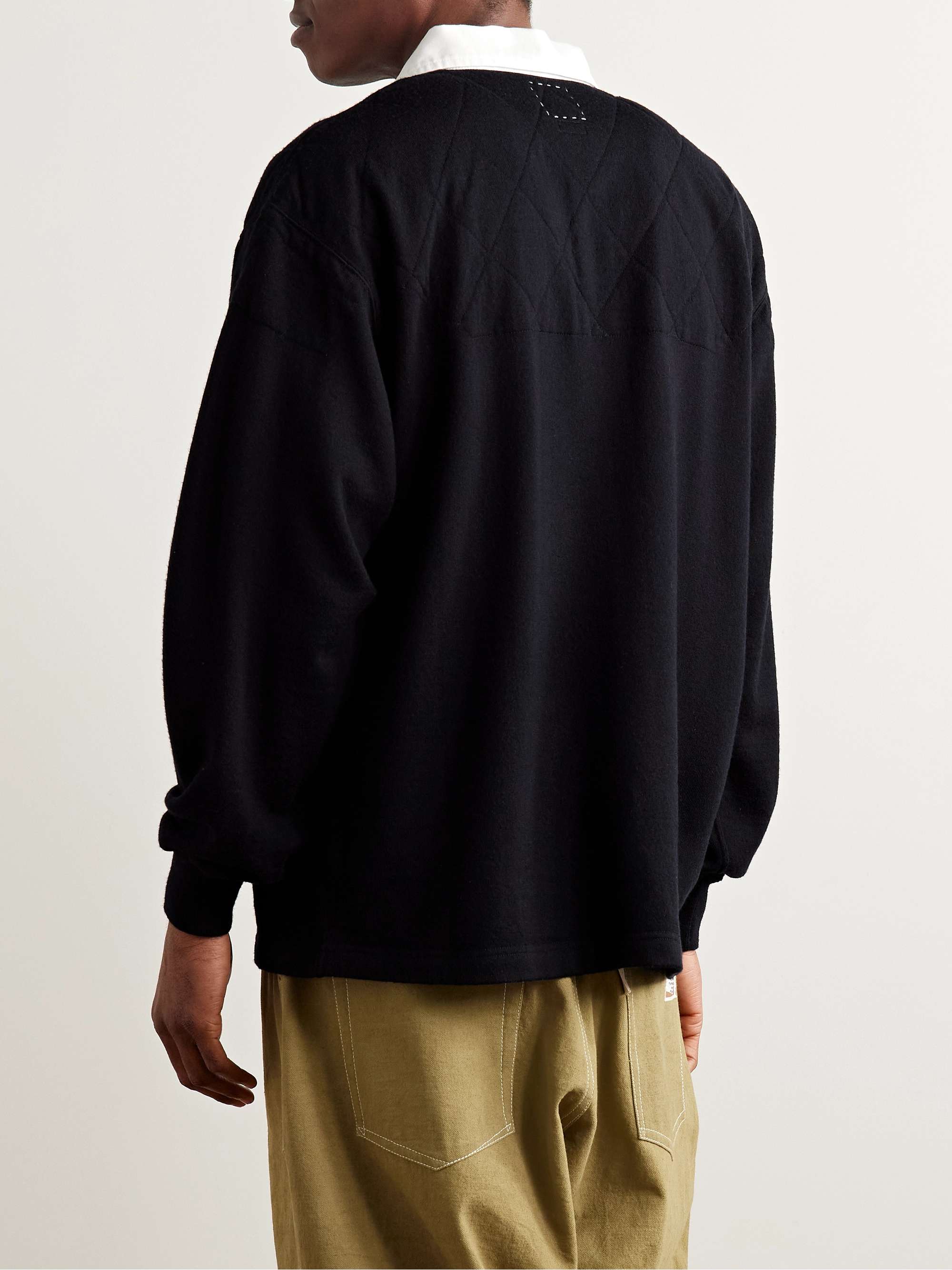 Cotton Twill-Trimmed Wool Polo Shirt view