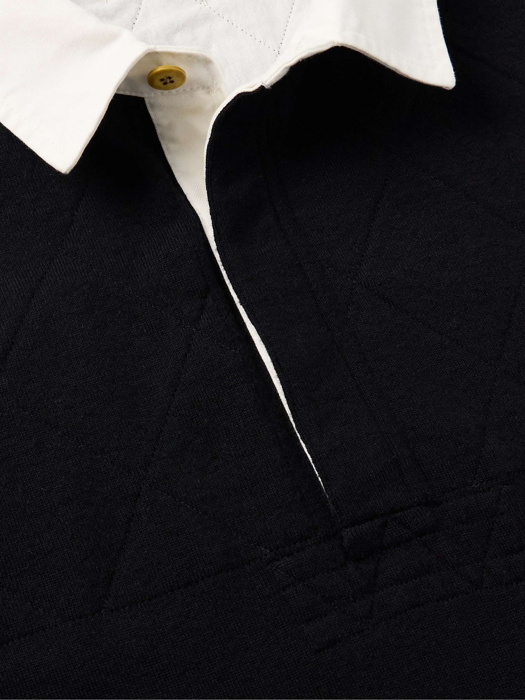 Cotton Twill-Trimmed Wool Polo Shirt view