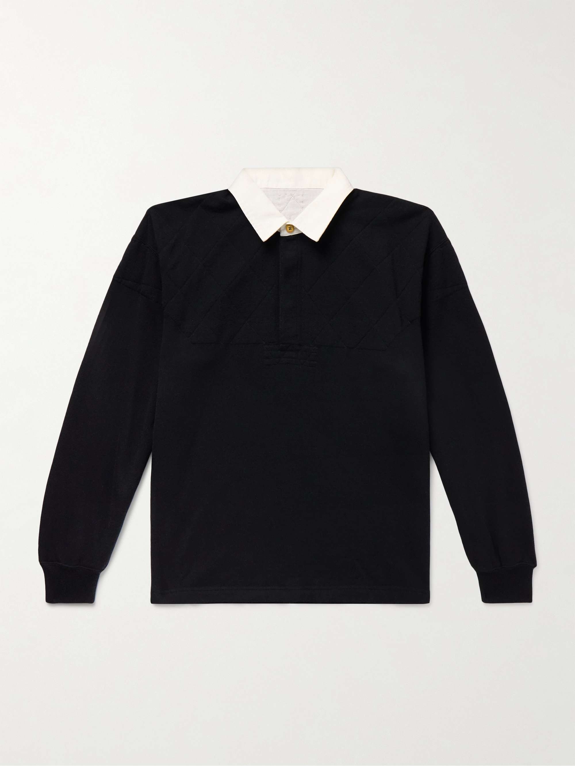 Cotton Twill-Trimmed Wool Polo Shirt view