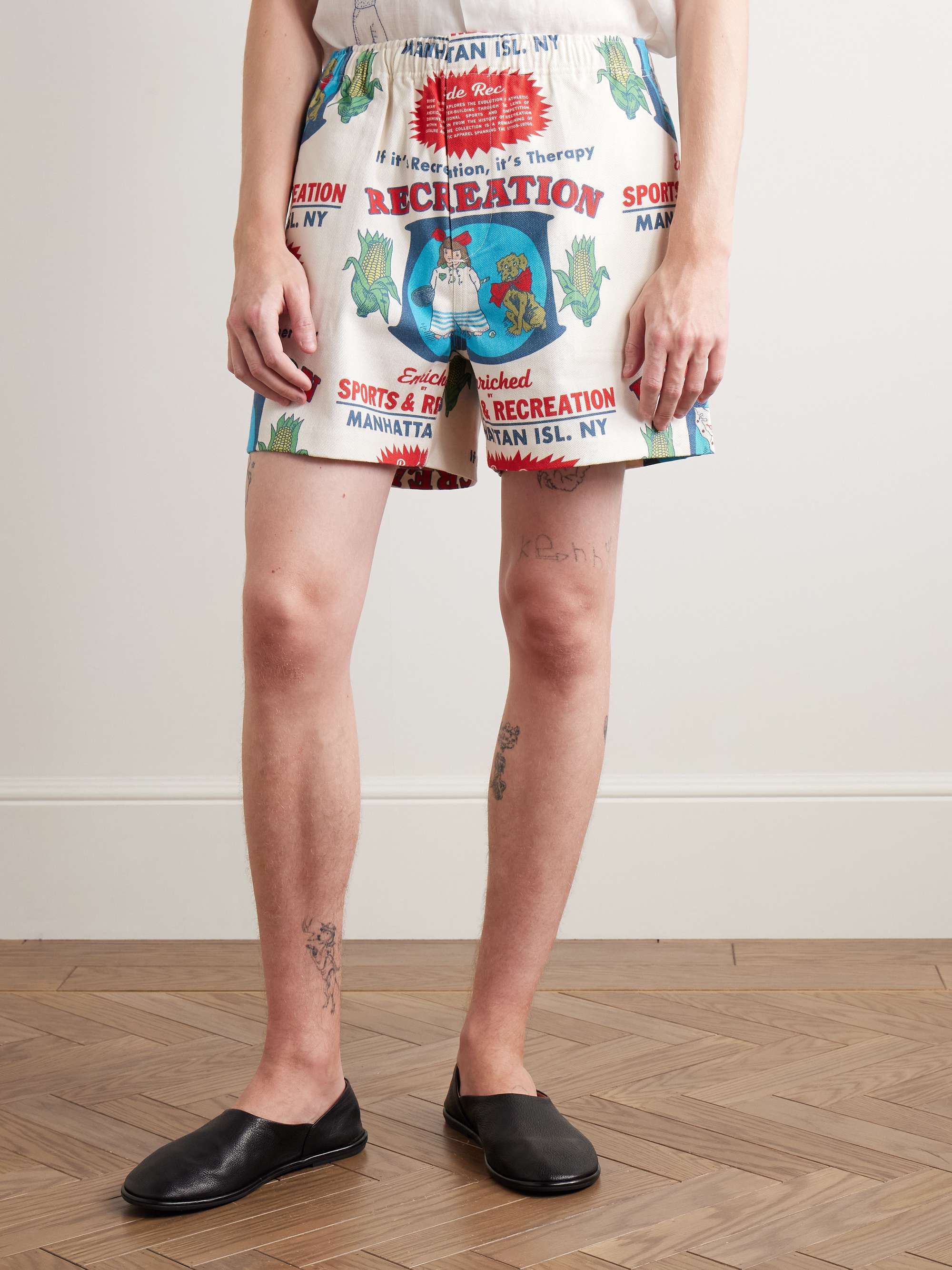 Rec. Enrichment Straight-Leg Printed Cotton-Twill Shorts view