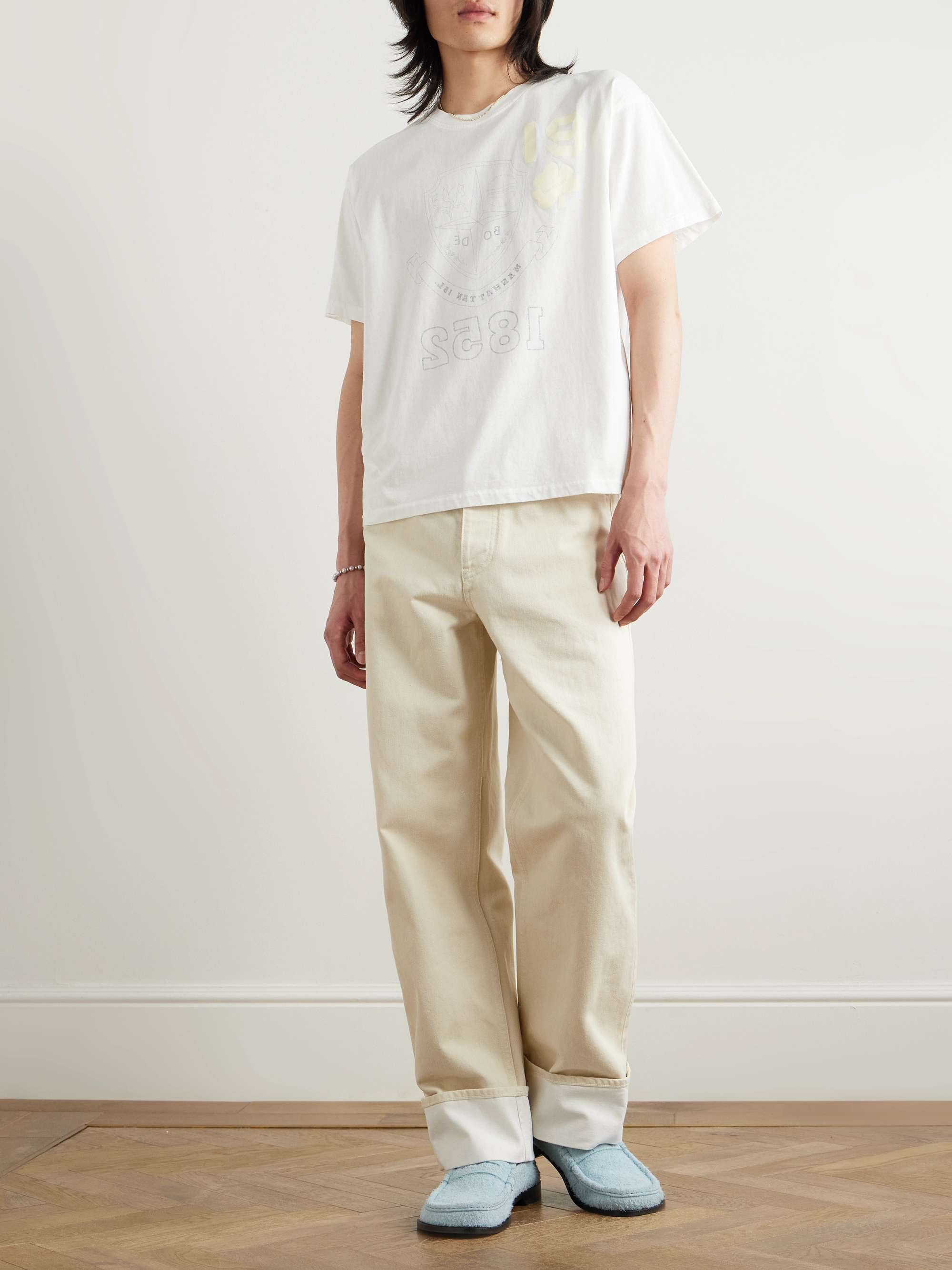 Cropped Reversible Printed Cotton-Jersey T-Shirt view