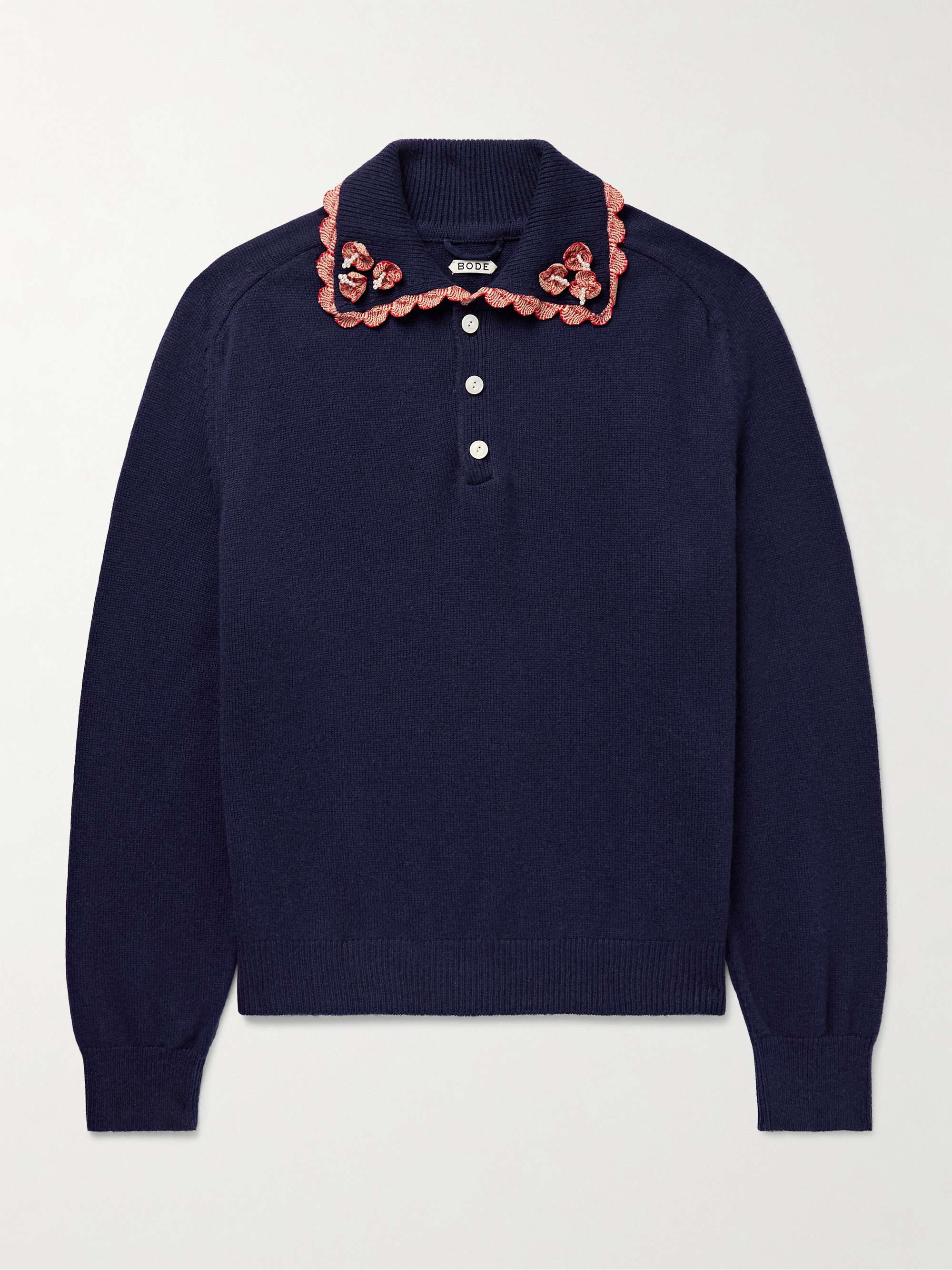 Rookie Appliquéd Embellished Wool and Cashmere-Blend Polo Shirt view