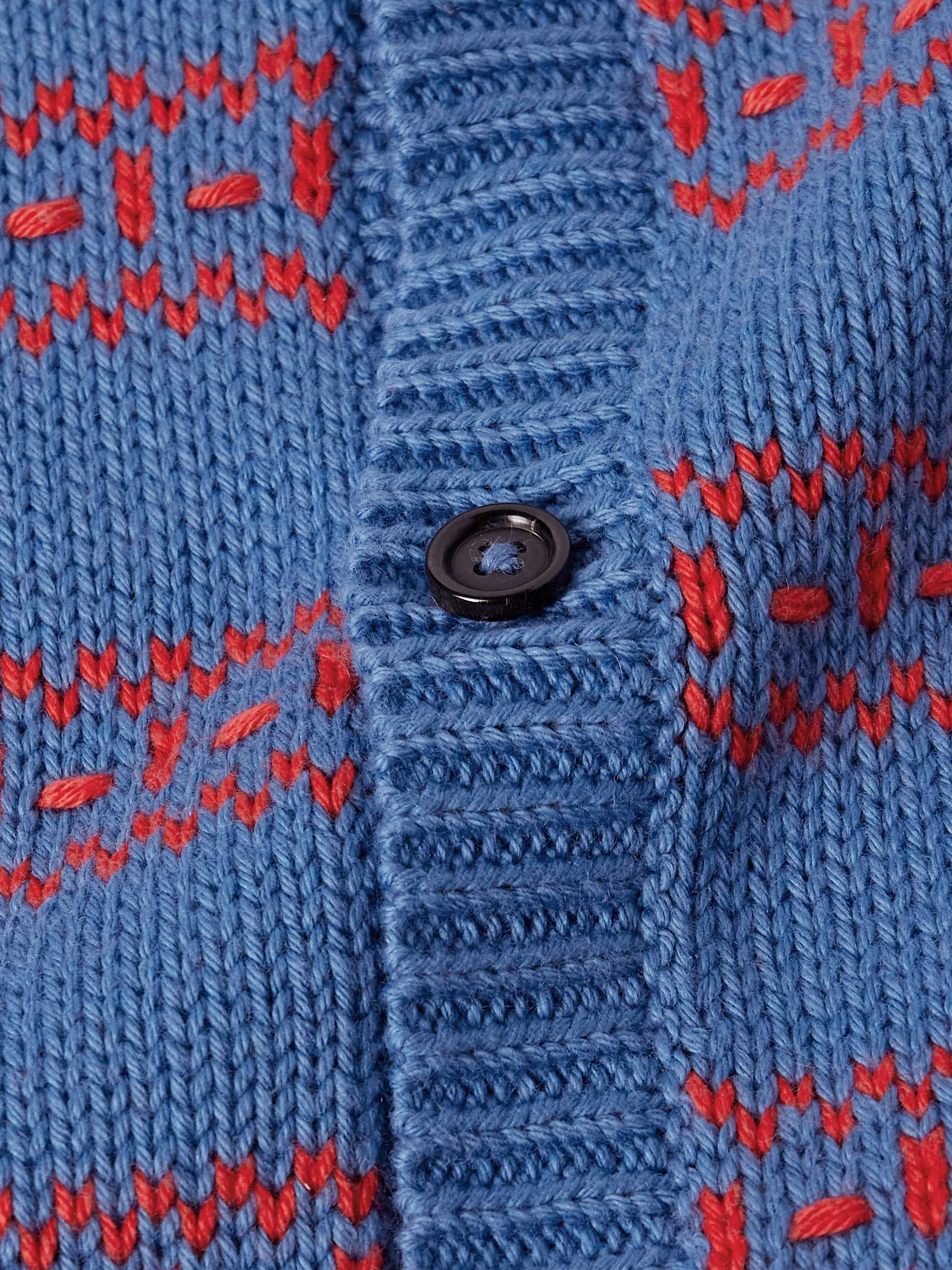 Meandering Striped Jacquard-Knit Pima Cotton and Merino Wool-Blend Cardigan view