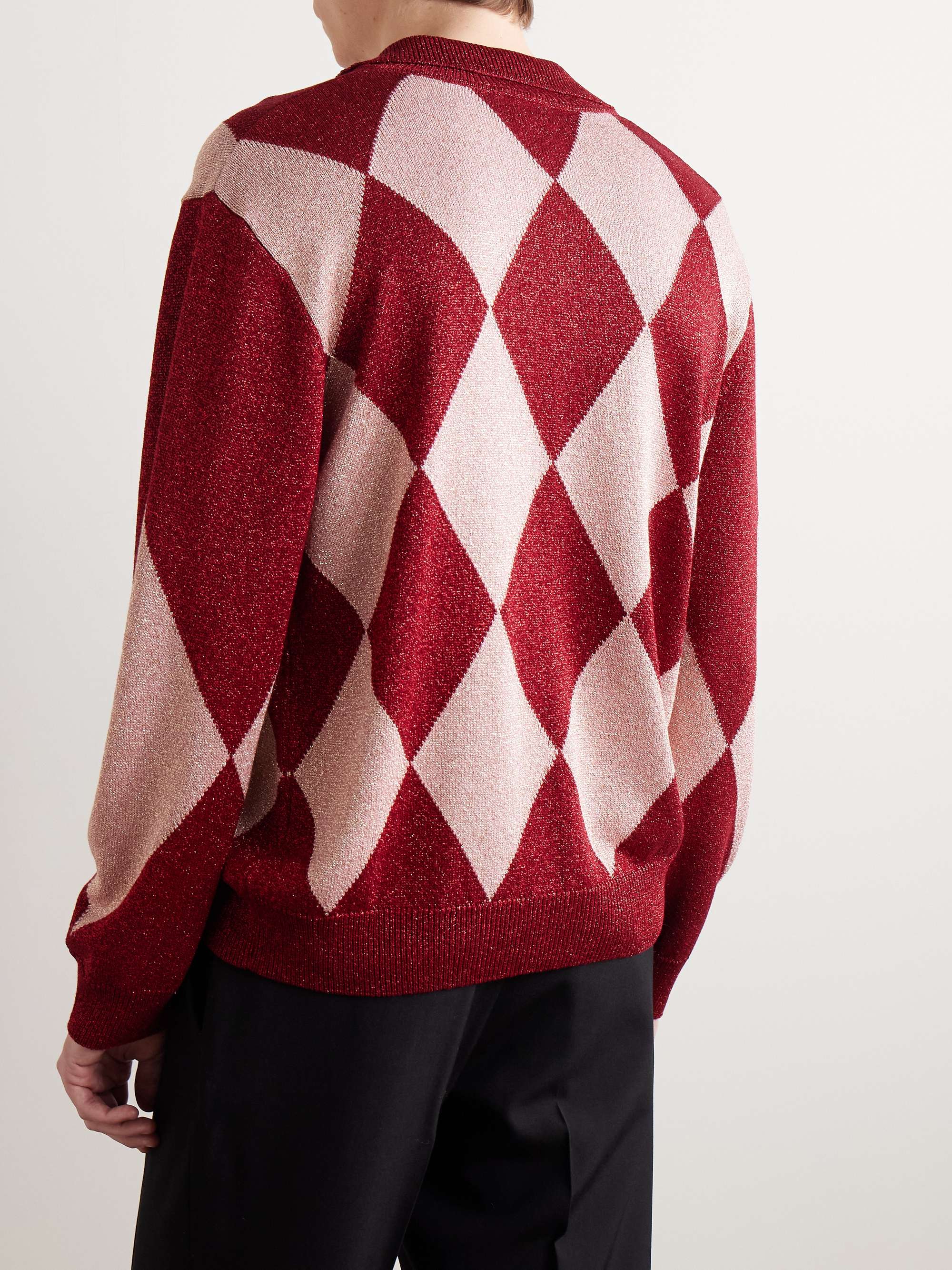 Argyle Metallic Jacquard-Knit Polo Shirt view