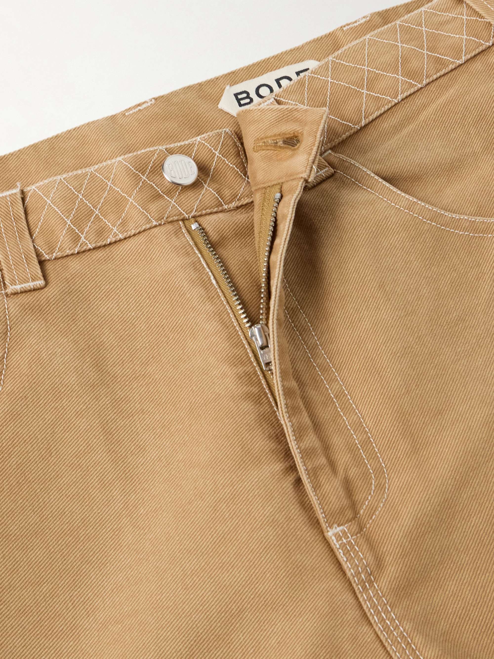 Knolly Brook Straight-Leg Embroidered Cotton-Canvas Trousers view