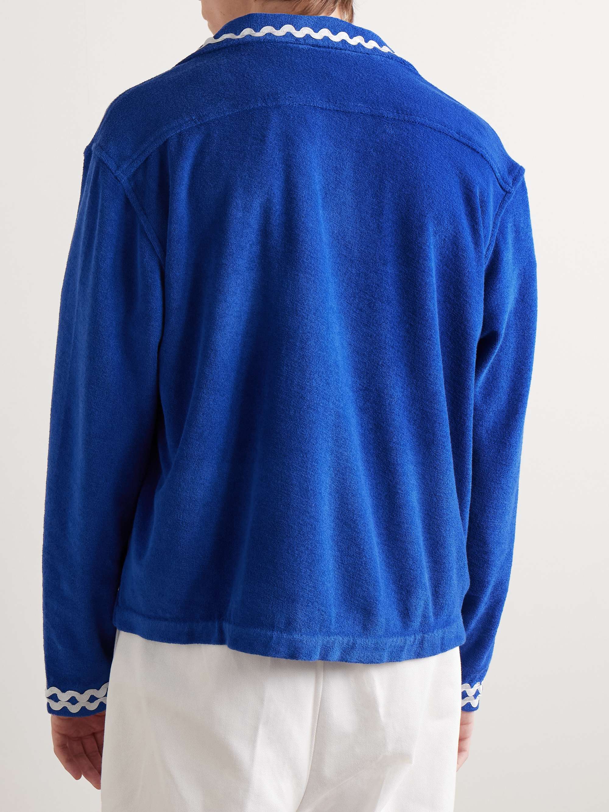 Camp-Collar Grosgrain-Trimmed Cotton-Terry Overshirt view