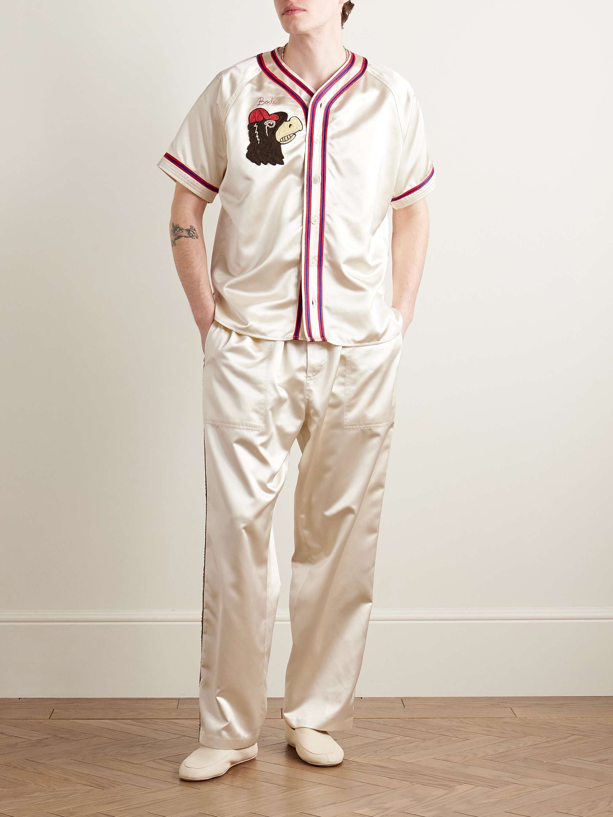 Redtail Appliquéd Embroidered Satin Shirt view
