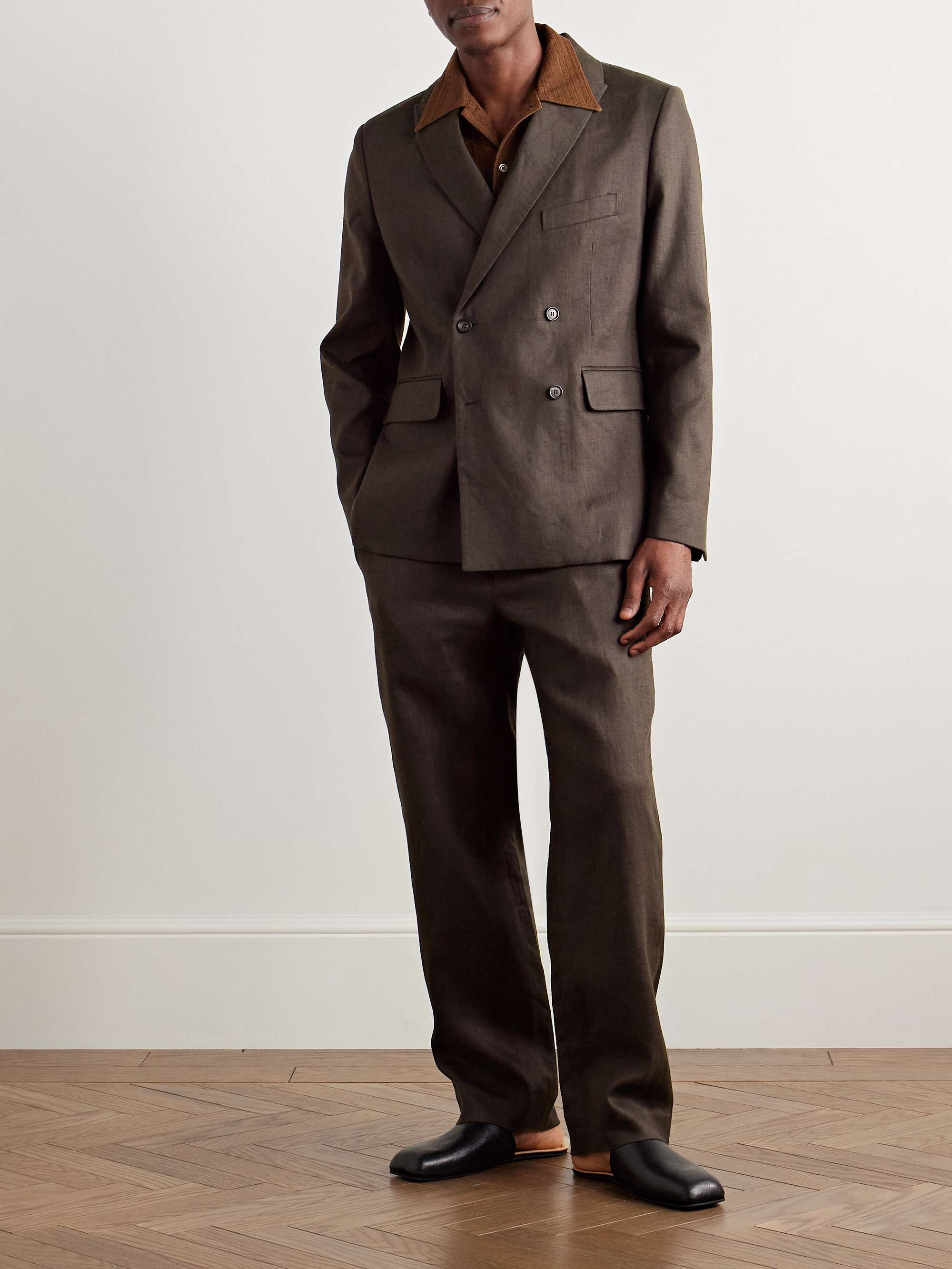 Double-Breasted Linen Suit Jacket view