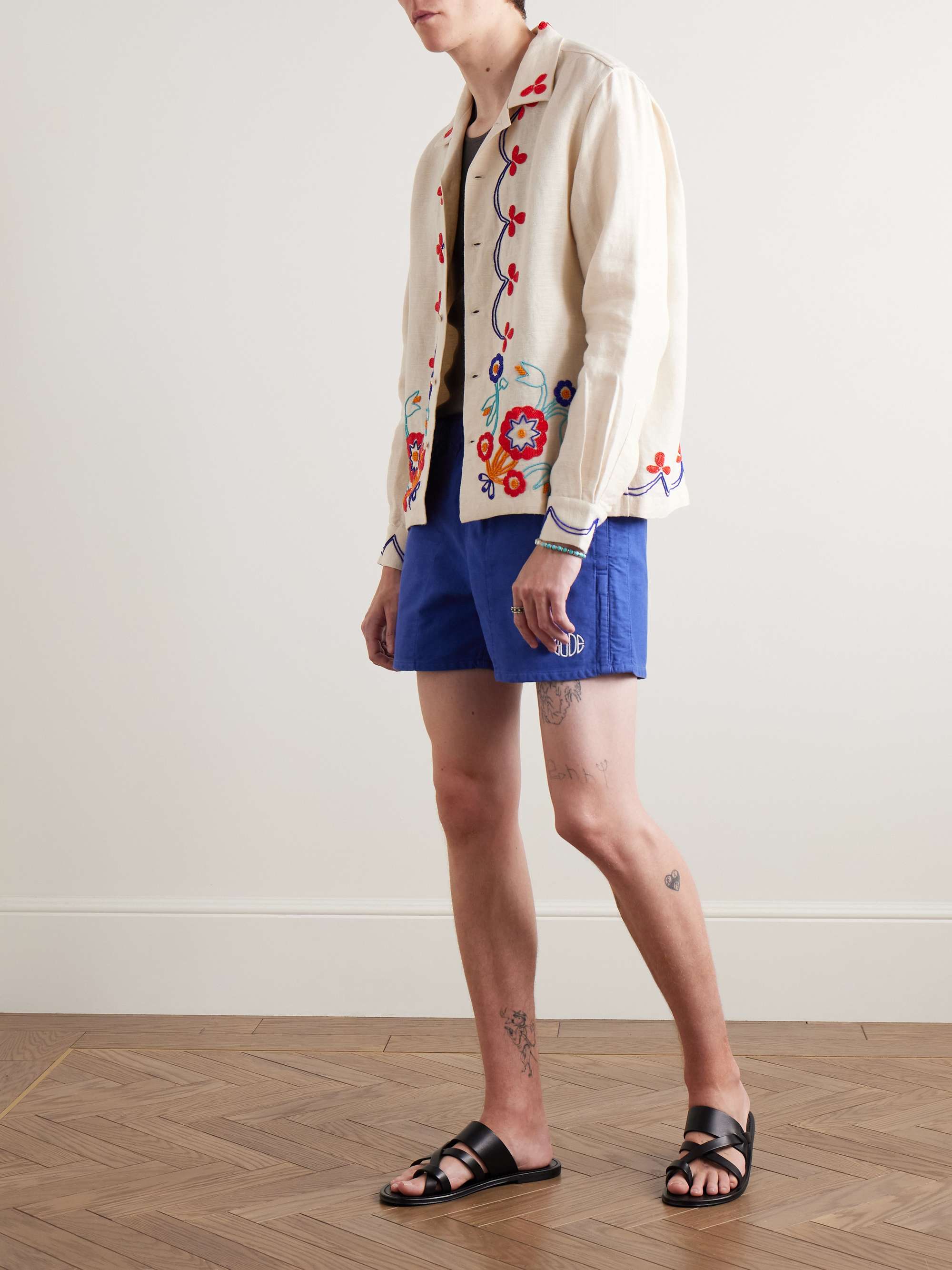 Field Straight-Leg Logo-Embroidered Cotton-Twill Shorts view