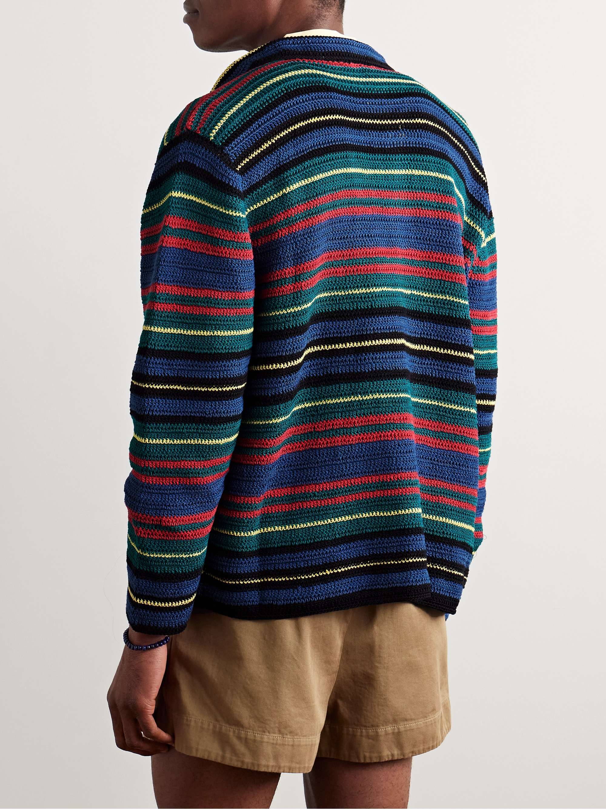 Riverbank Striped Crocheted Cotton Shirt view