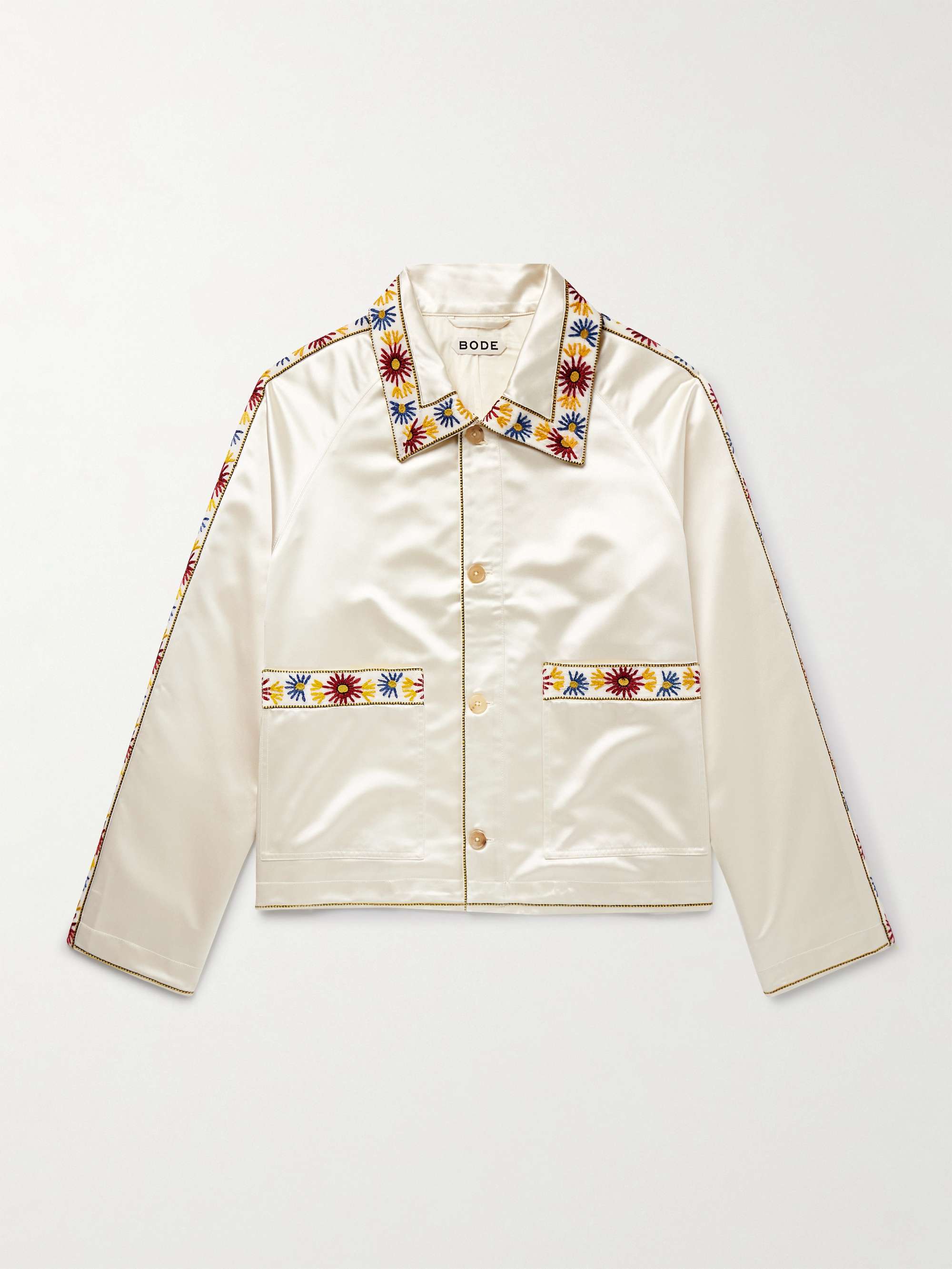 Candyfloss Embroidered Voile-Trimmed Satin Track Jacket view