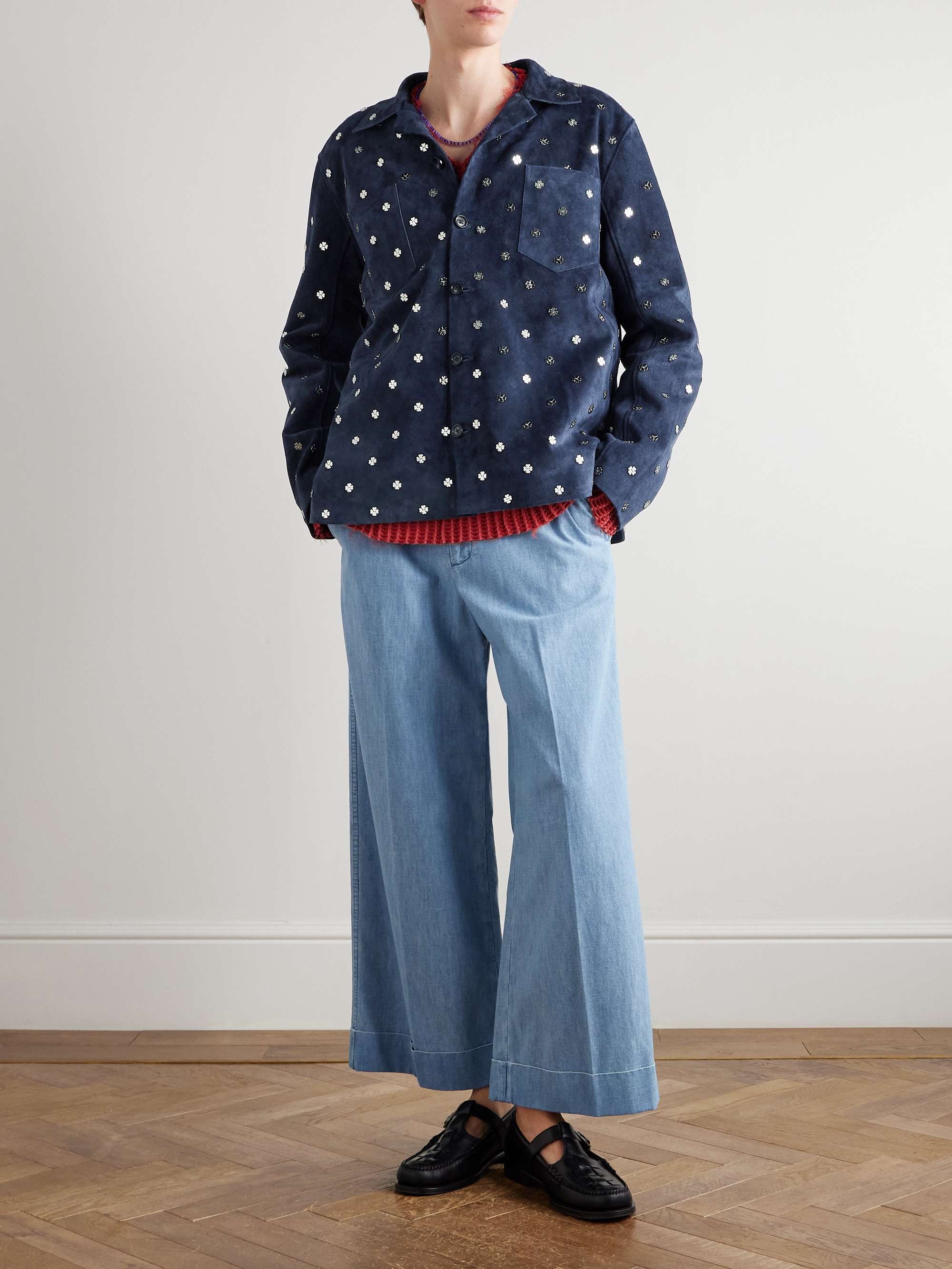 Clover Embellished Suede Overshirt view