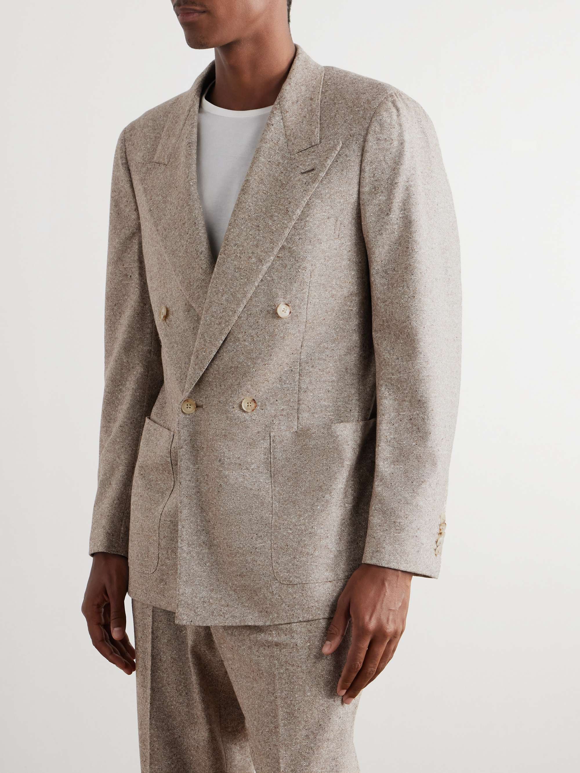 Double-Breasted Wool and Cashmere-Blend Suit Jacket view