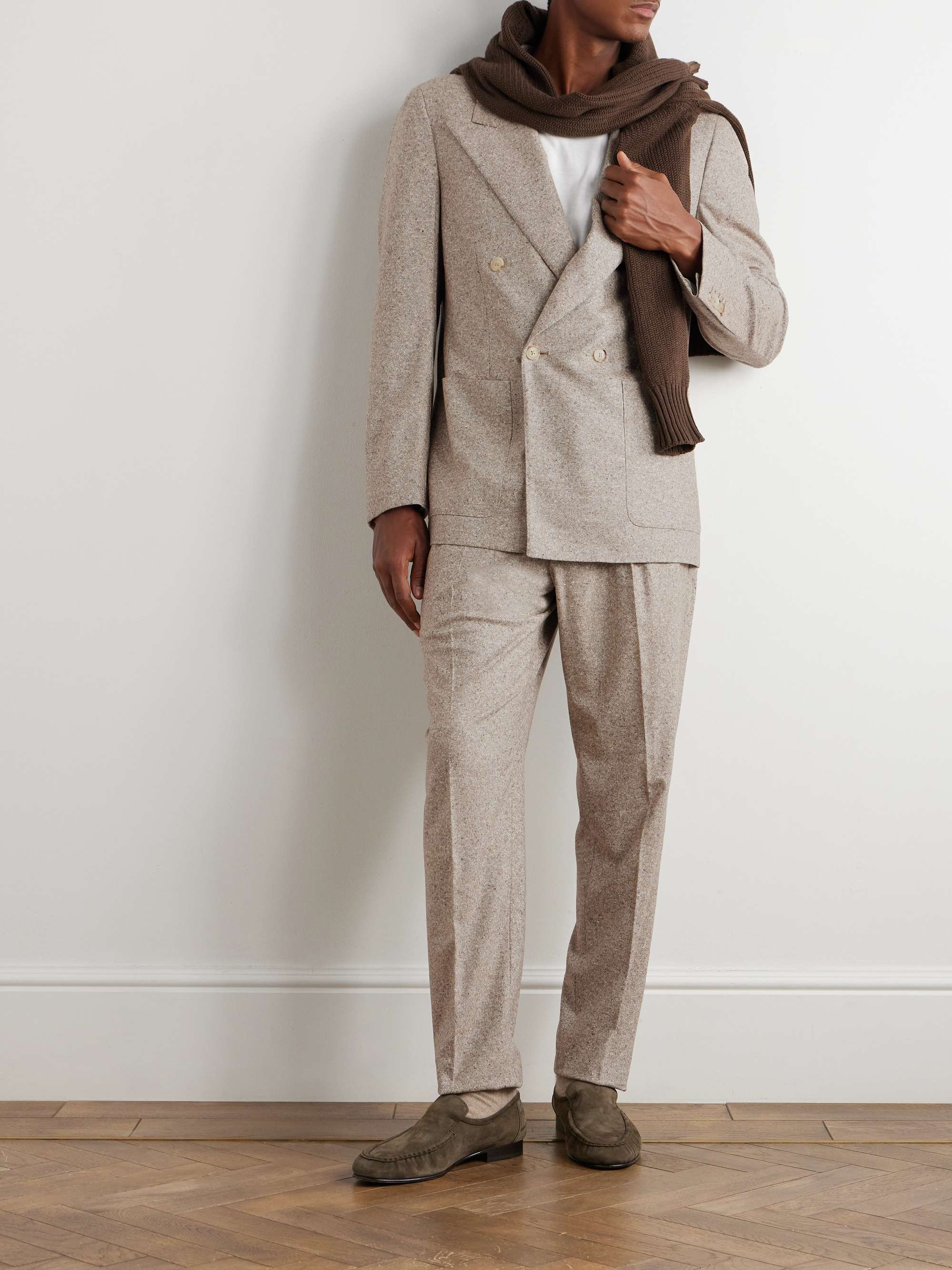 Double-Breasted Wool and Cashmere-Blend Suit Jacket view
